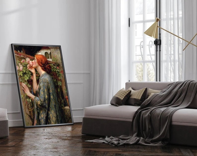 Ethereal Beauty: "The Soul of the Rose" by J.W. Waterhouse Premium Giclée Print, paper art canvas or 3D Hand Finished Premium texture Print FOSHE ART