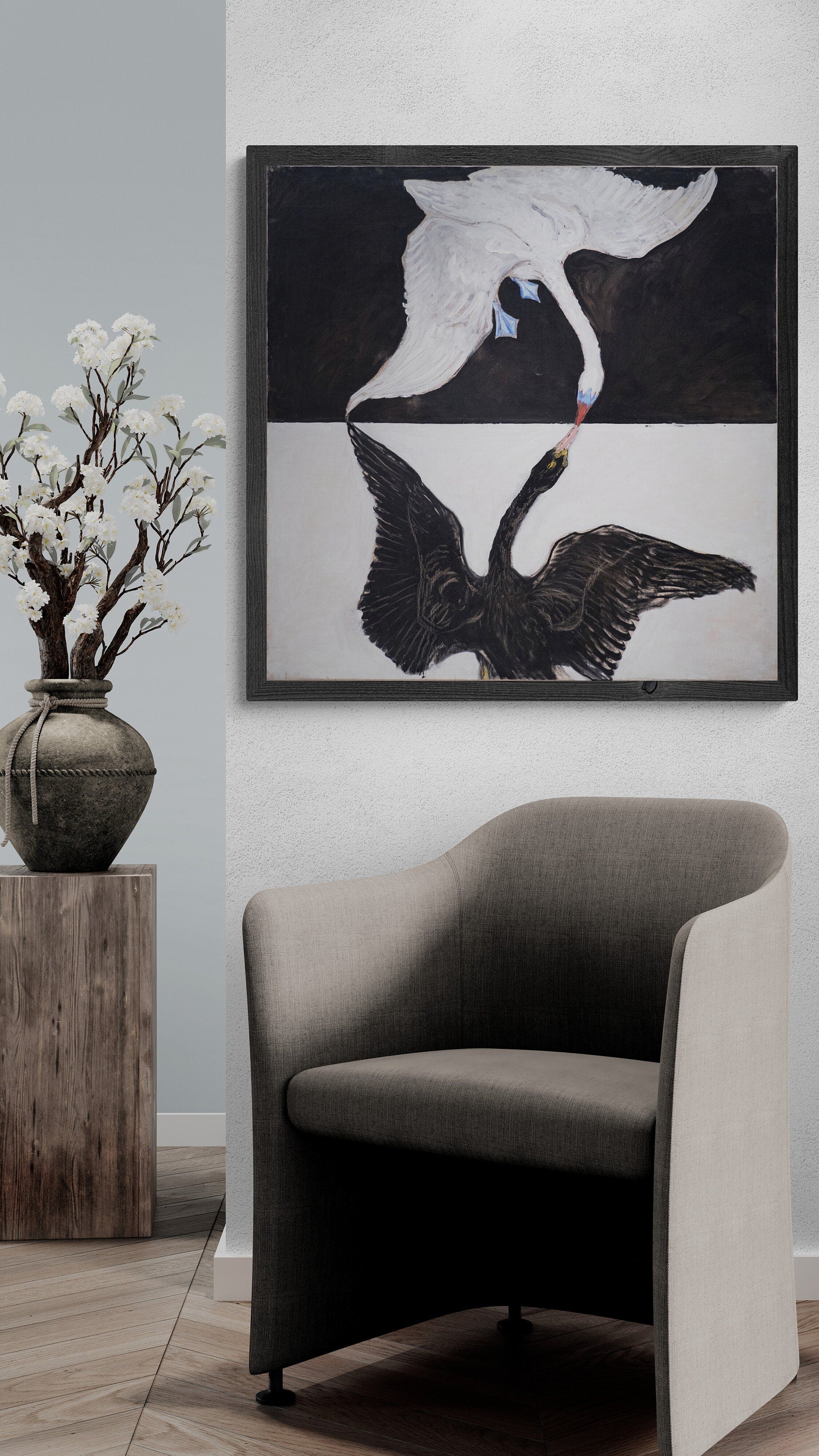 Modern Art Print, Hilma af Klint, The Swan no.1,Gallery Wall Print, abstract art, Premium Giclee,3D texture Canvas Art, Museum Print, Poster FOSHE ART