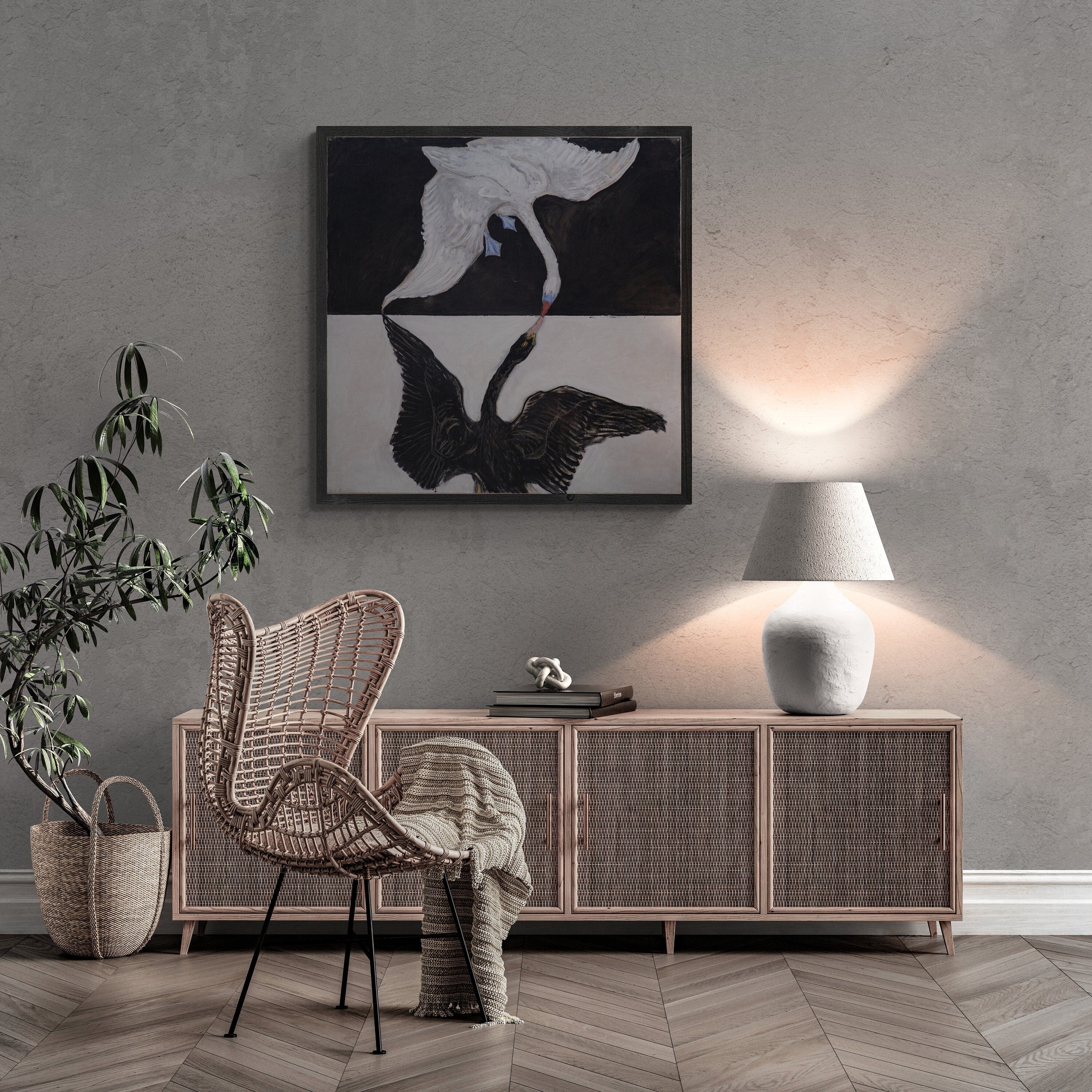 Modern Art Print, Hilma af Klint, The Swan no.1,Gallery Wall Print, abstract art, Premium Giclee,3D texture Canvas Art, Museum Print, Poster FOSHE ART