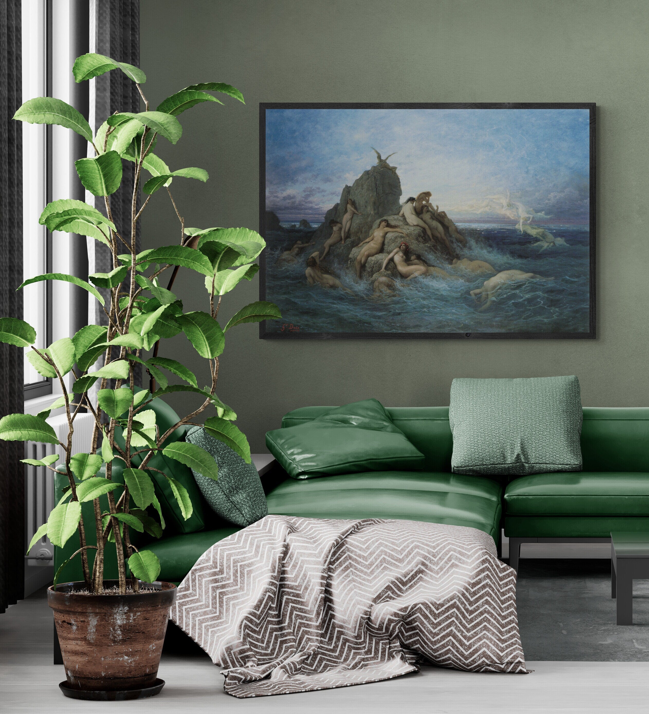 Mystical Harmony: "The Oceanids" of Gustave Doré, Premium Print Giclée Art, art paper, real canvas or 3D Hand Finished Premium texture Print
