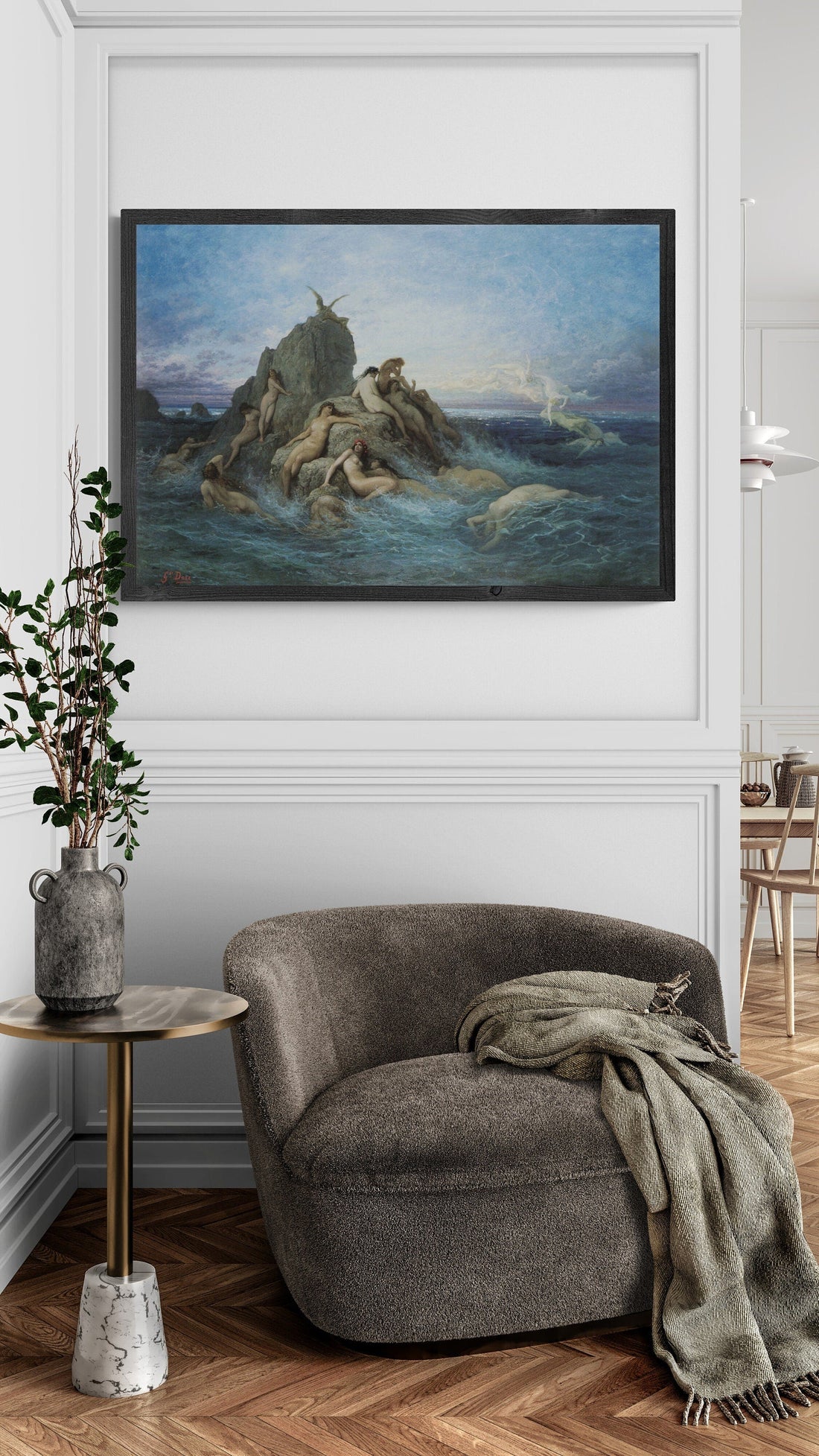 Mystical Harmony: "The Oceanids" of Gustave Doré, Premium Print Giclée Art, art paper, real canvas or 3D Hand Finished Premium texture Print FOSHE ART