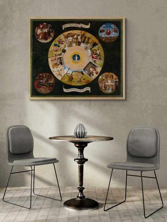 Gothic Reproduction: Hieronymus Bosch’s Seven Deadly Sins, Gallery Wall Print, Premium Giclee, 3D texture Canvas Art, Museum Print, Poster FOSHE ART