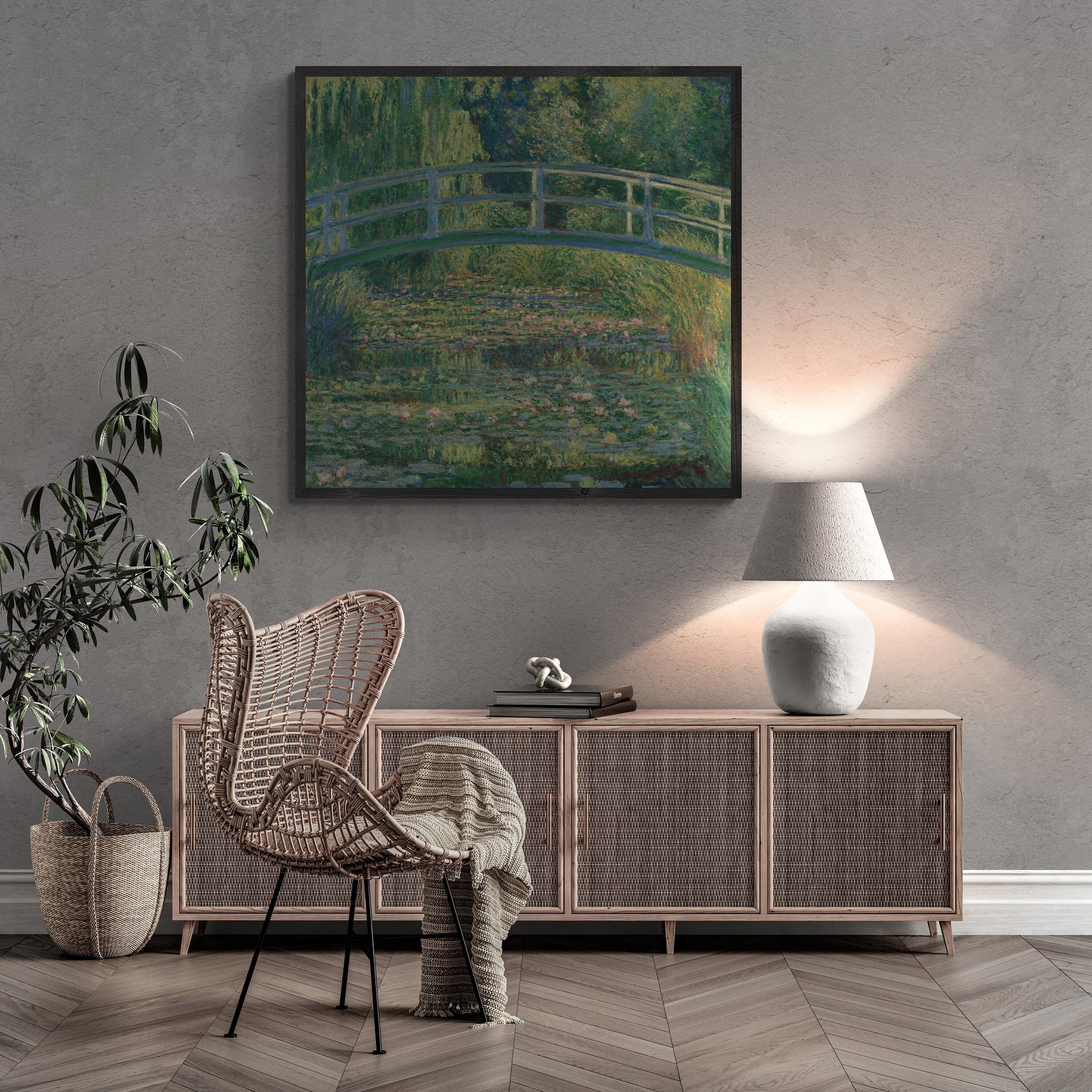 Monet’s Enchantment: The Water Lily Pond Canvas and Art Paper Print, Poster, Premium Art Reproduction FOSHE ART
