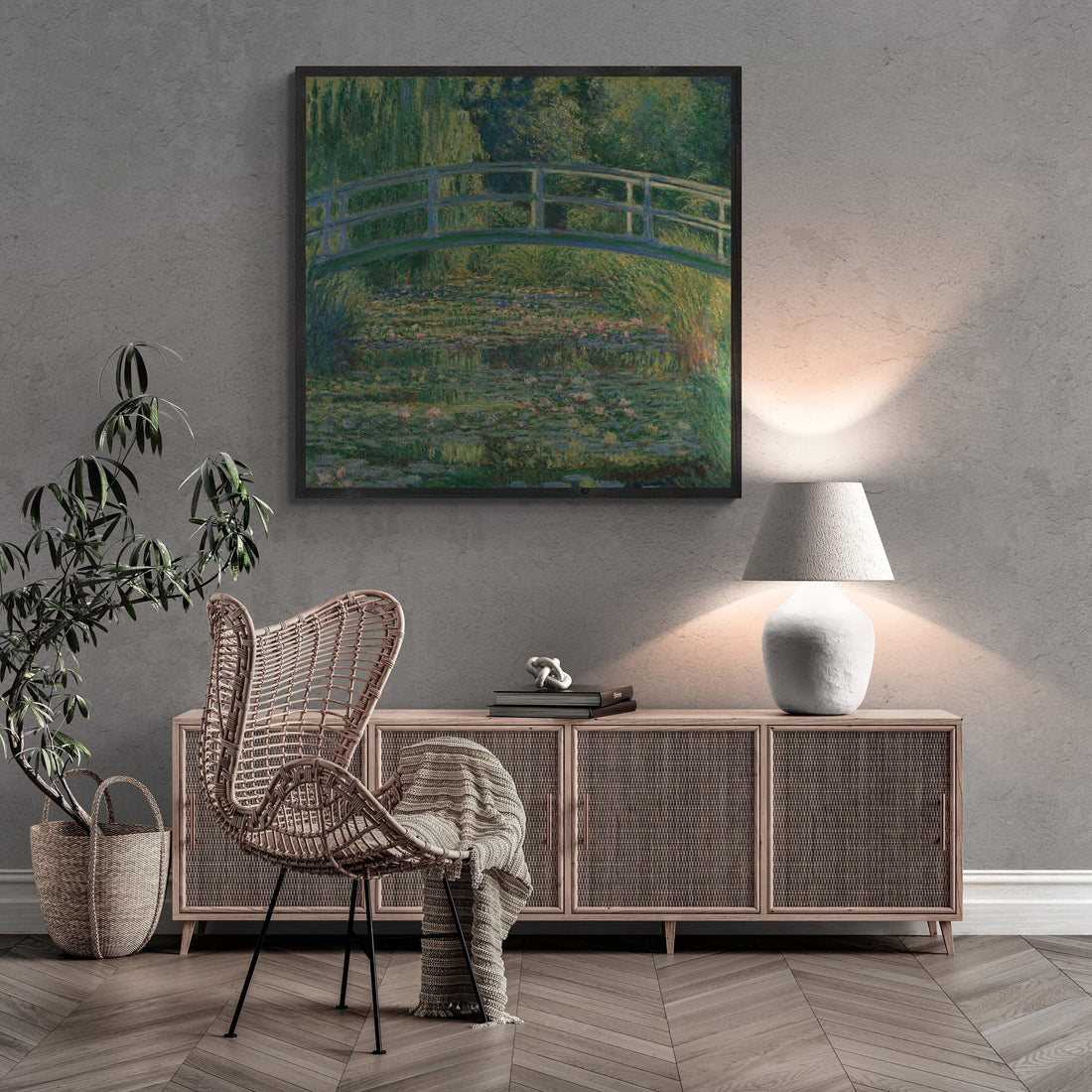 Monet’s Enchantment: The Water Lily Pond Canvas and Art Paper Print, Poster, Premium Art Reproduction FOSHE ART