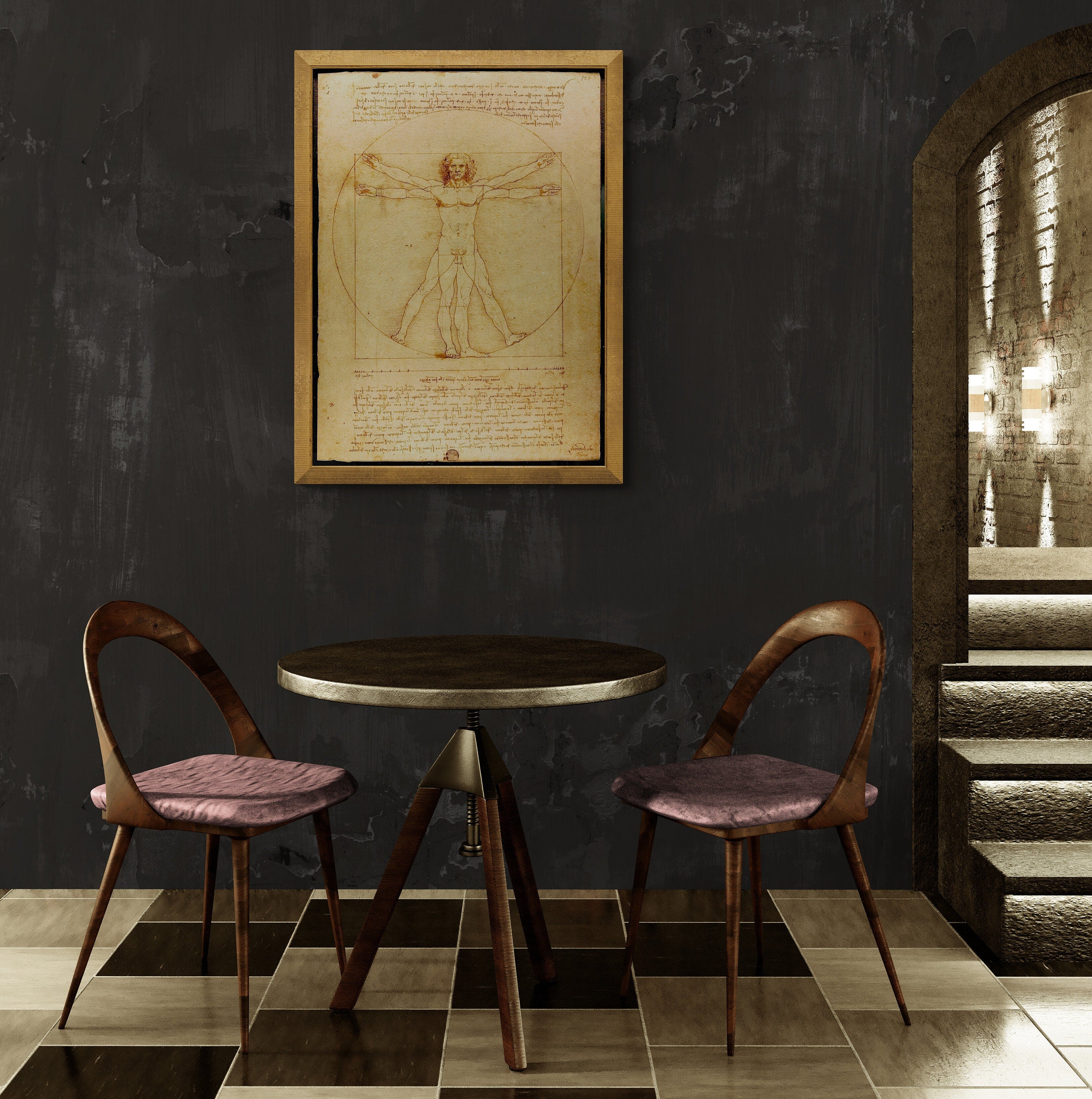 Renaissance Splendor: Vitruvian Man Giclée Print - Da Vinci’s Masterpiece on Heavyweight Premium Art Paper and Canvas