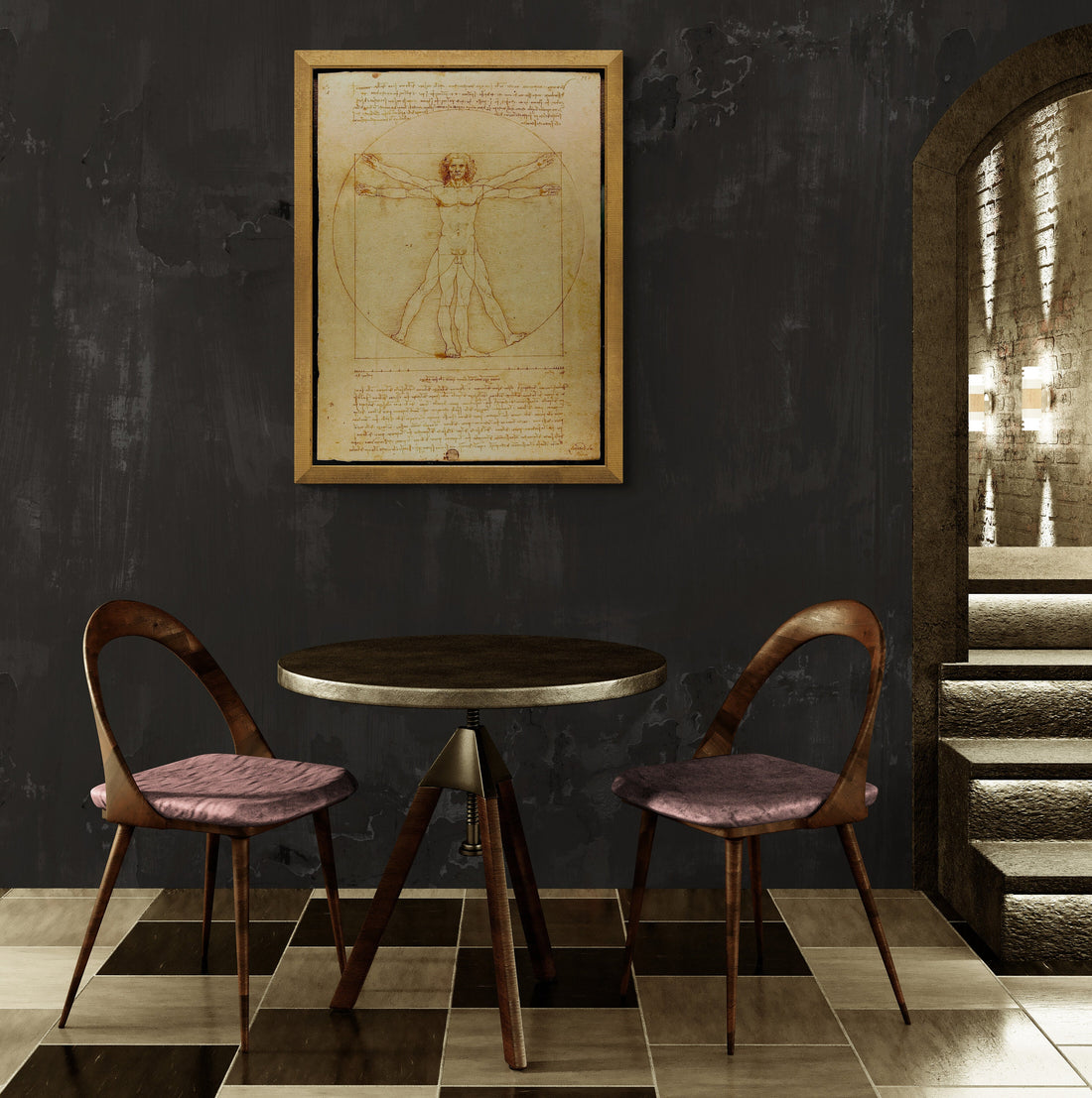 Renaissance Splendor: Vitruvian Man Giclée Print - Da Vinci’s Masterpiece on Heavyweight Premium Art Paper and Canvas