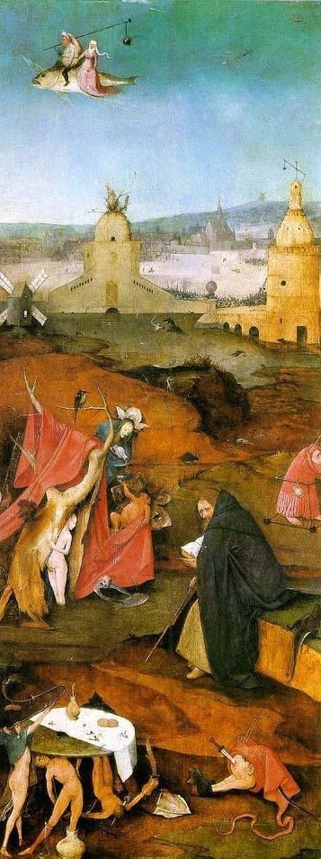 Hieronymus Bosch "Temptation of St Antony" Triptych, Canvas or Paper Print FOSHE ART