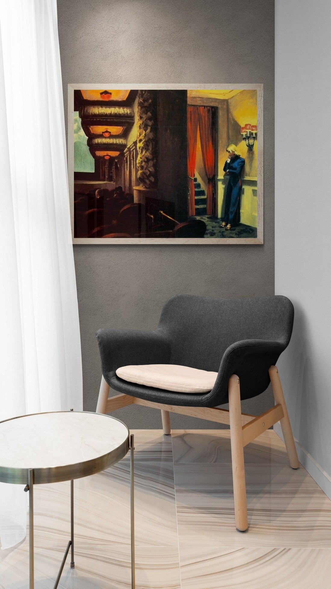 New York Movie by Edward Hopper Art Print Premium Giclée Art Print, fineart paper canvas, 3D printed with texture and brush strokes
