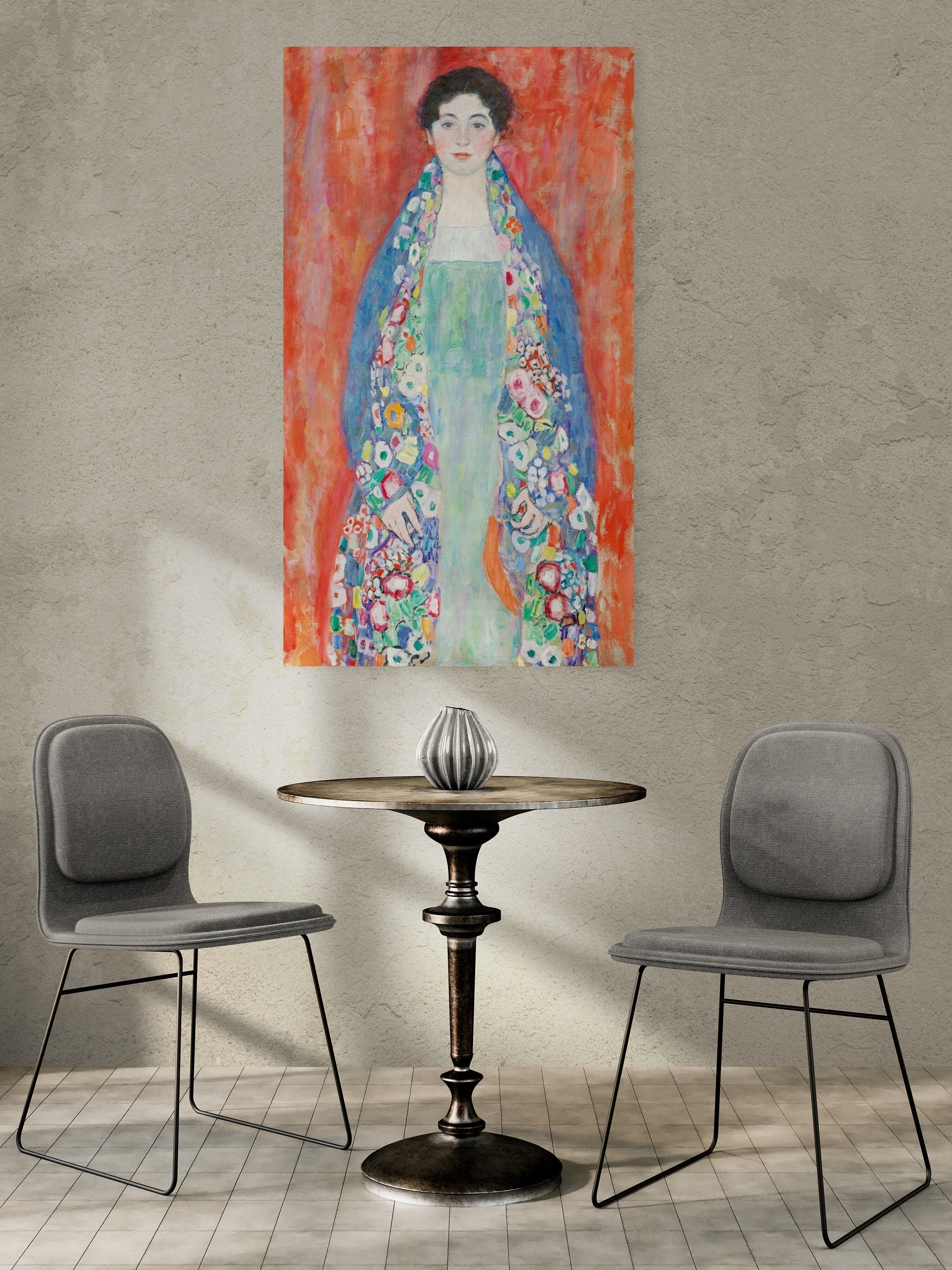 Art Print of Klimt’s ‘Portrait of Fräulein Lieser, Heavyweight real Canvas, 3D hand finish print with brush strokes, look like original art FOSHE ART