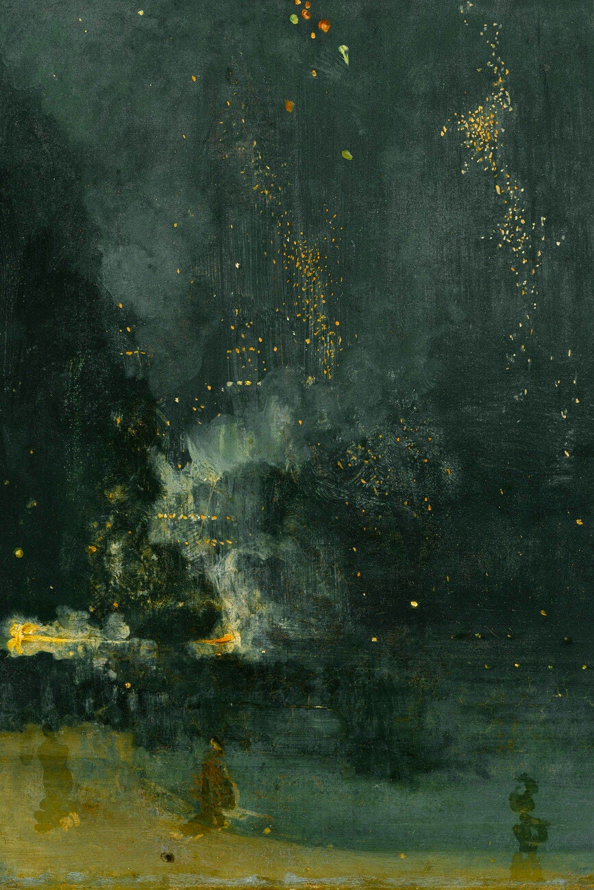 Whistler Nocturne Art Print, Falling Rocket, Vintage Home Decor FOSHE ART