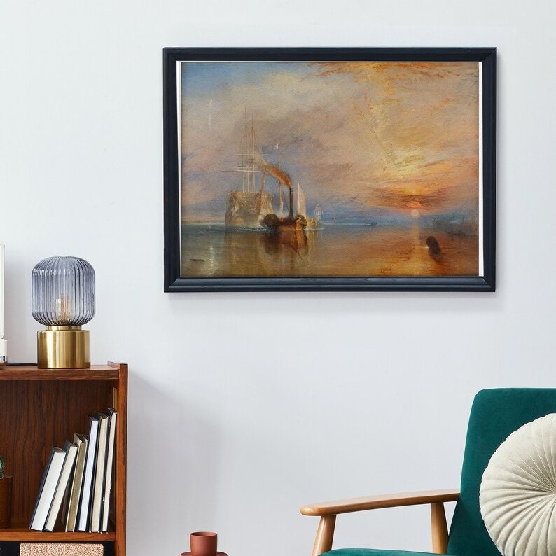 Sail into History: Giclee Print of J.M.W. Turner’s ‘The Fighting Temeraire, Home Decor Wall Art, Turner Gifts, Canvas Print Canvas Art FOSHE ART