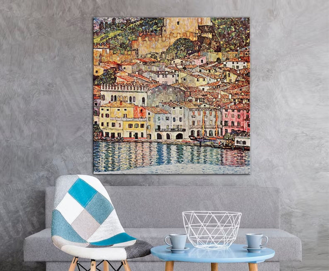 GUSTAV KLIMT - Malcena at the Gardasee Prints, Italy, Giclee Art, Canvas, Poster, Hand finished 3D canvas Premium, Art Nouveau Decor