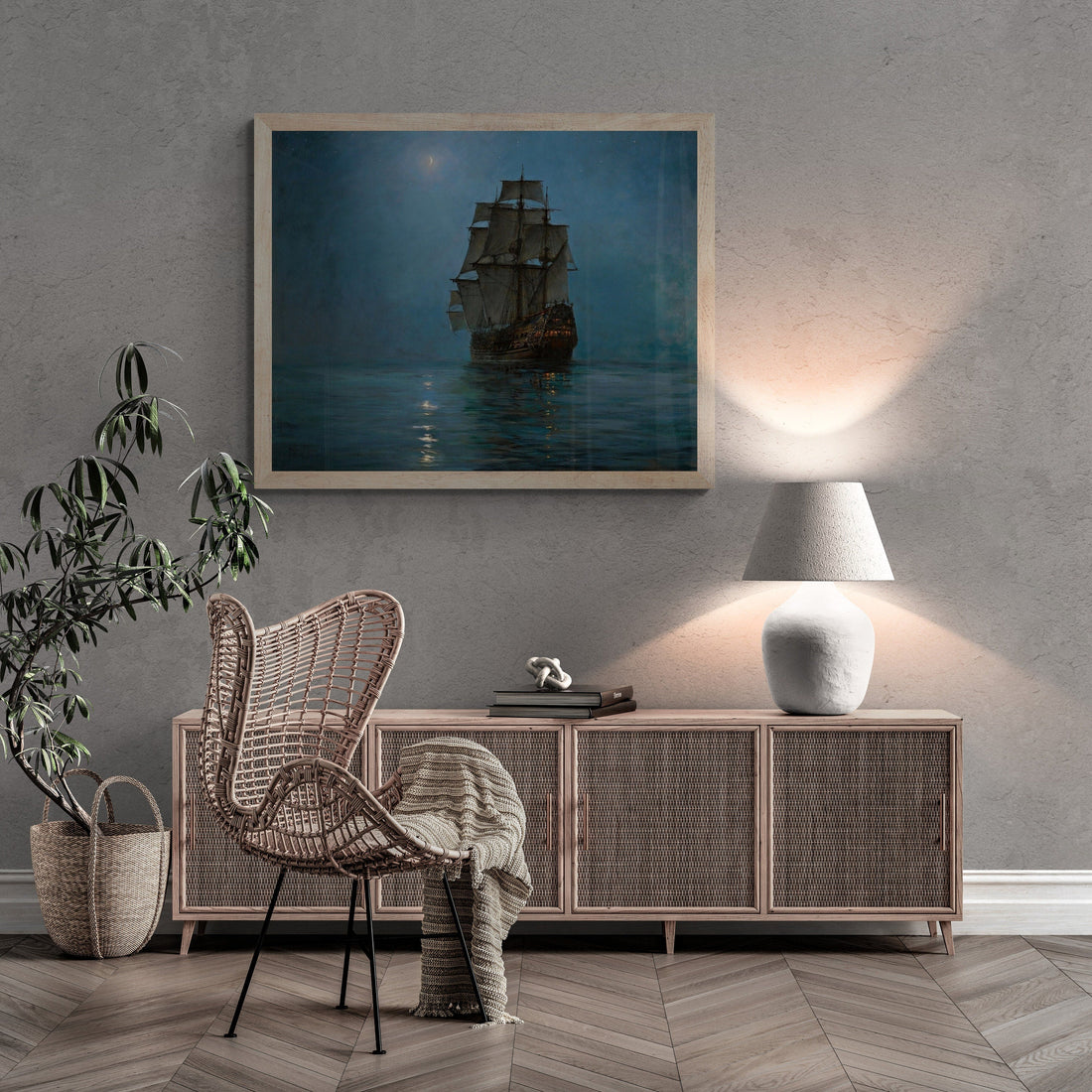 Montague Dawson Crescent Moon Sailing Ship Print, Maritime Art FOSHE ART