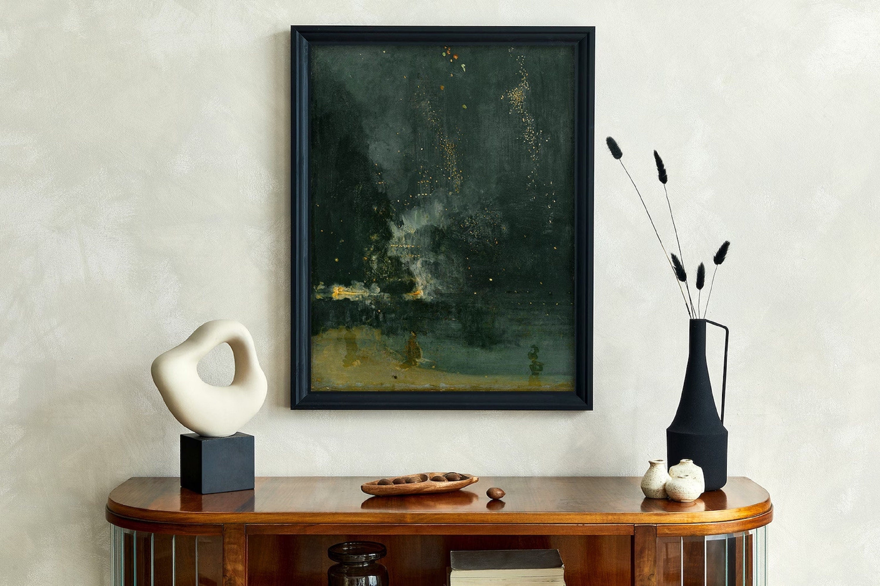 Whistler Nocturne Art Print, Falling Rocket, Vintage Home Decor FOSHE ART