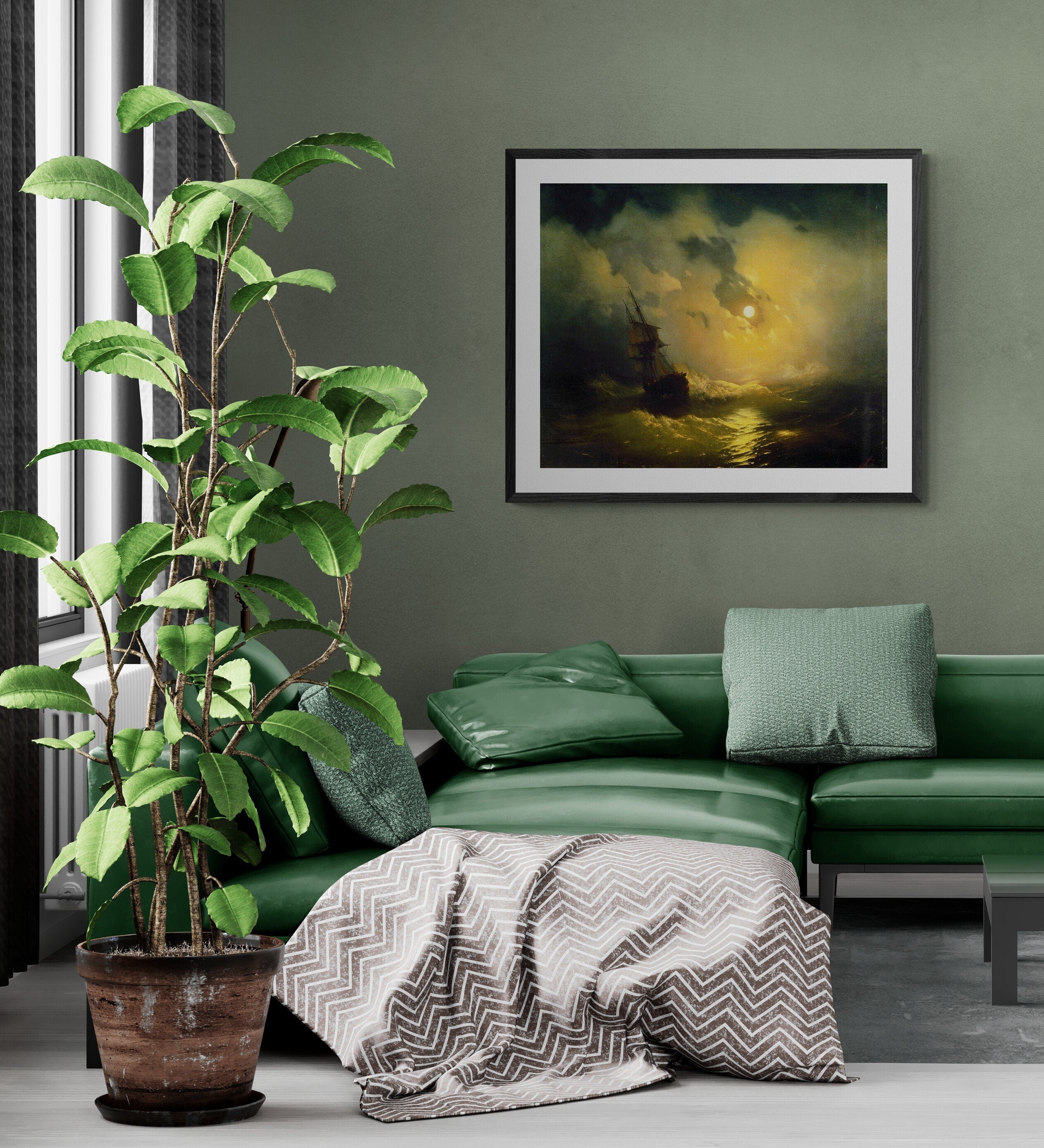 Aivazovsky Stormy Sea at Night Giclée Print: Moonlit Waves FOSHE ART