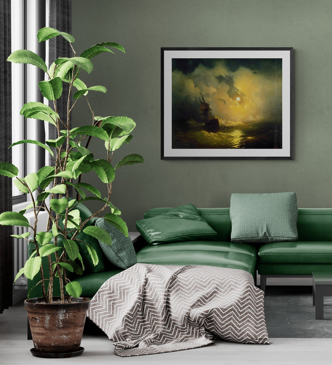 Aivazovsky Stormy Sea at Night Giclée Print: Moonlit Waves FOSHE ART