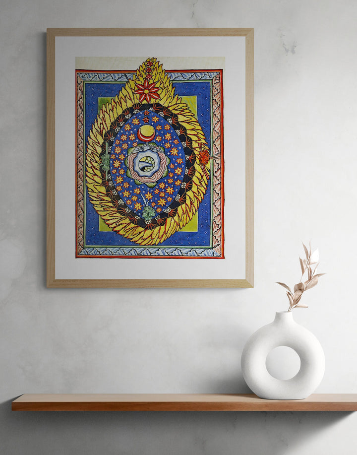 Mystical Visions: Hildegard von Bingen God, Cosmos, and Humanity Art Print, Heavyweight paper/ art canvas, Catholic Art Print