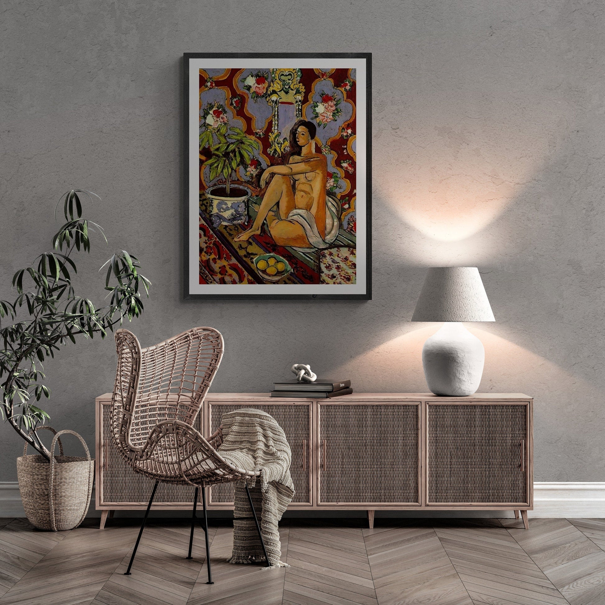 Matisse Figure With Flowery Background: FineArt Print, Heavyweight Paper, Museal Poster, Canvas or Hand Finished 3D Print with brush strokes FOSHE ART