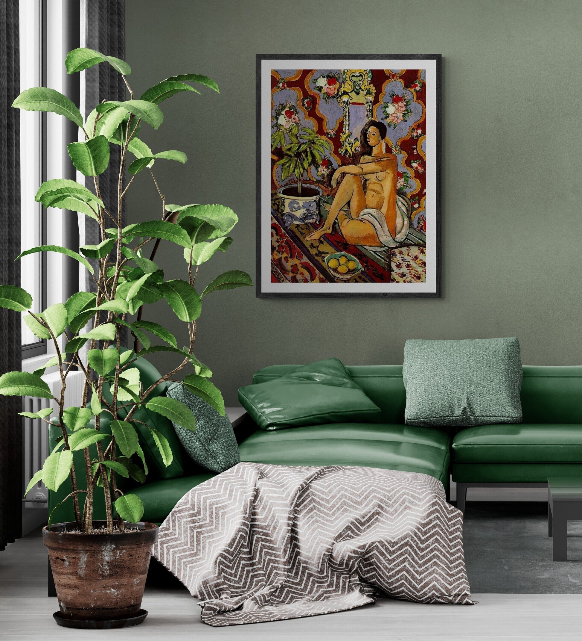 Matisse Figure With Flowery Background: FineArt Print, Heavyweight Paper, Museal Poster, Canvas or Hand Finished 3D Print with brush strokes FOSHE ART