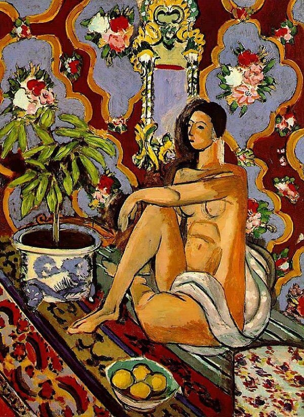 Matisse Figure With Flowery Background: Giclée Fine Art Print for Art Lovers, Heavyweight paper/ art canvas