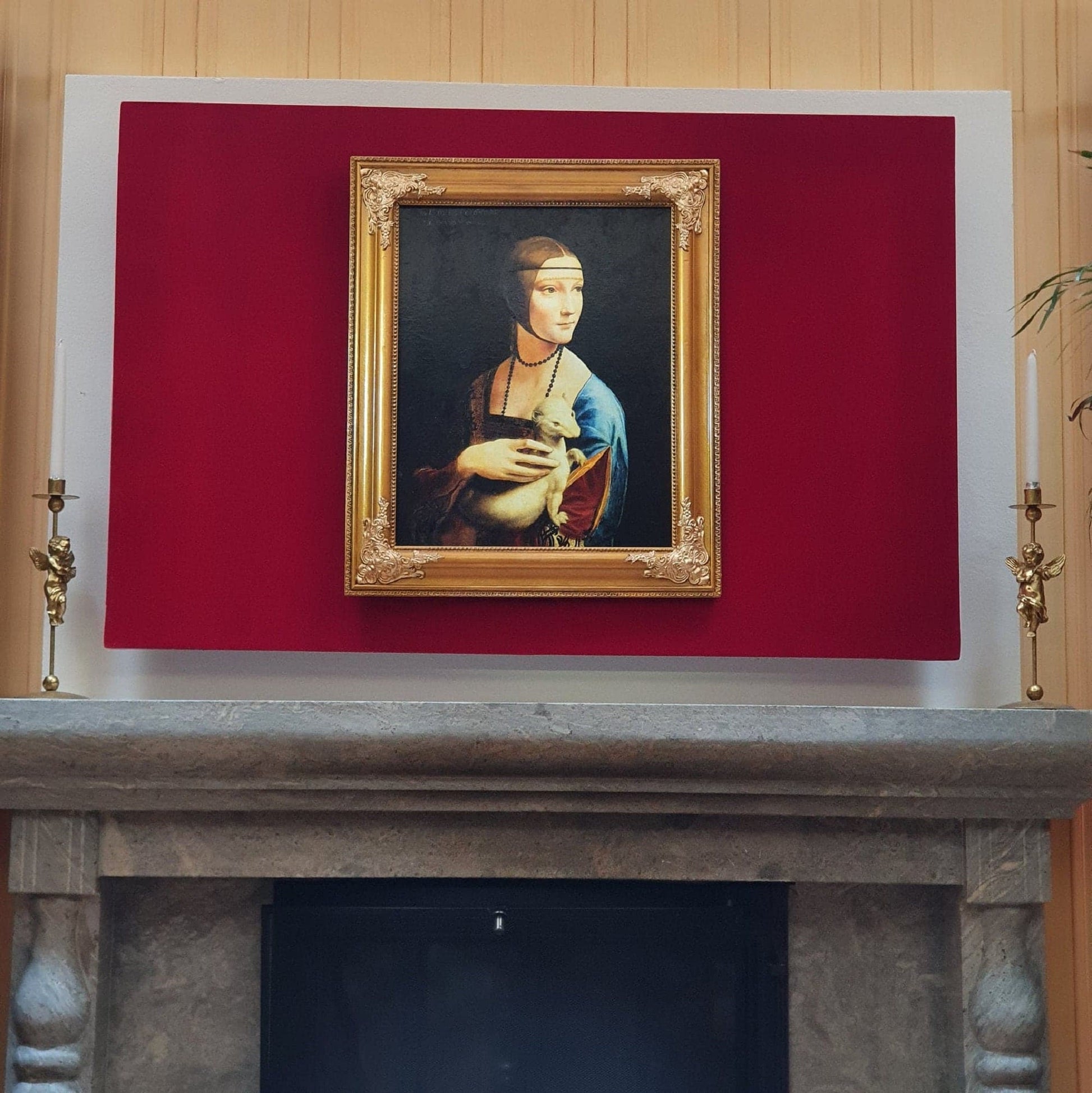 Classic Art Reproduction: Lady with an Ermine, Leonardo da Vinci Masterpiece, Heavyweight paper art canvas, 3D Hand Finished Premium Print FOSHE ART