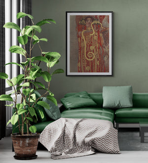 Golden Goddess: Hygeia Giclee Art Print by Gustav Klimt, Heavyweight paper/ art canvas, 3D printed with texture and brush strokes