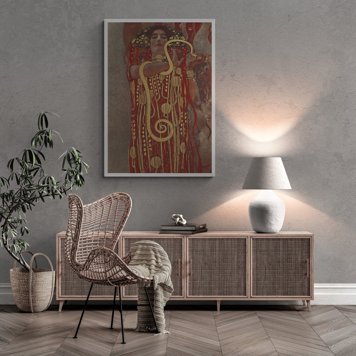 Golden Goddess: Hygeia Giclee Art Print by Gustav Klimt, Heavyweight paper/ art canvas, 3D printed with texture and brush strokes FOSHE ART