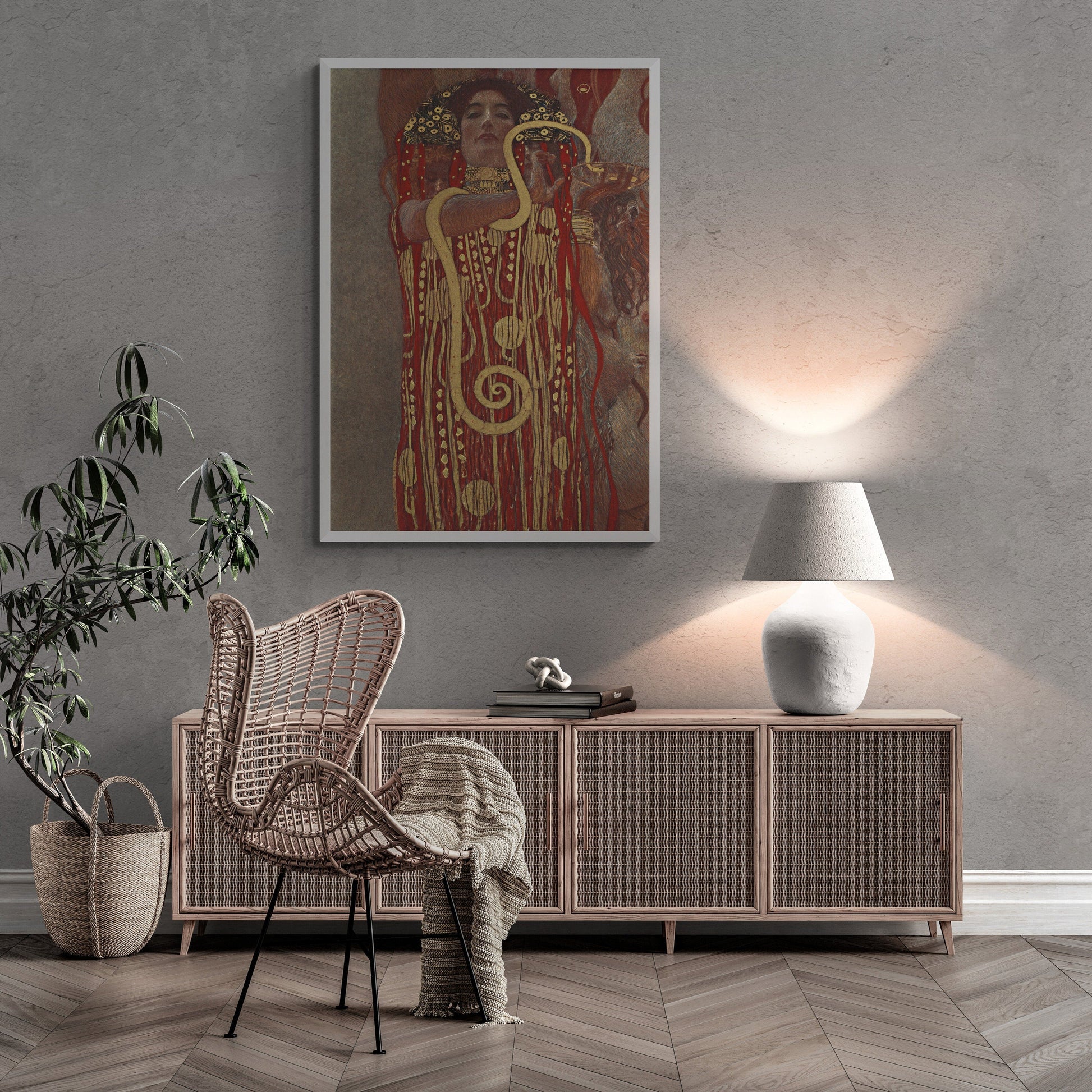 Golden Goddess: Hygeia Giclee Art Print by Gustav Klimt, Heavyweight paper/ art canvas, 3D printed with texture and brush strokes FOSHE ART