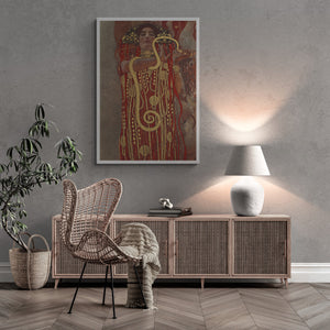 Golden Goddess: Hygeia Giclee Art Print by Gustav Klimt, Heavyweight paper/ art canvas, 3D printed with texture and brush strokes
