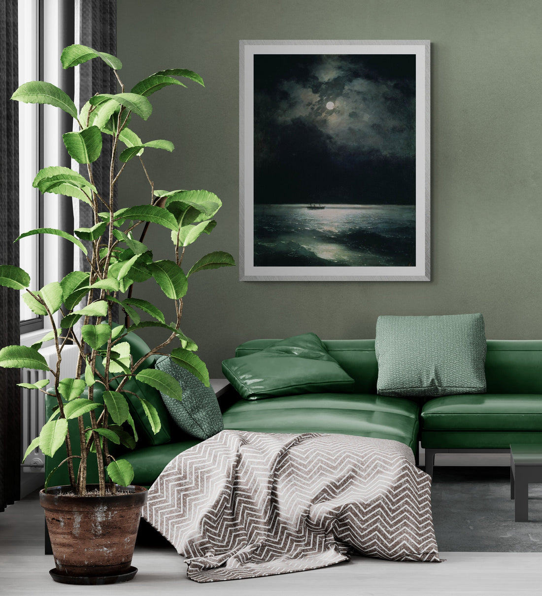 Moonlit Tranquility: Ivan Aivazovsky’s "Black Sea at Night", 3D texture gel museum quality Canvas Print, giclee print on paper or art poster