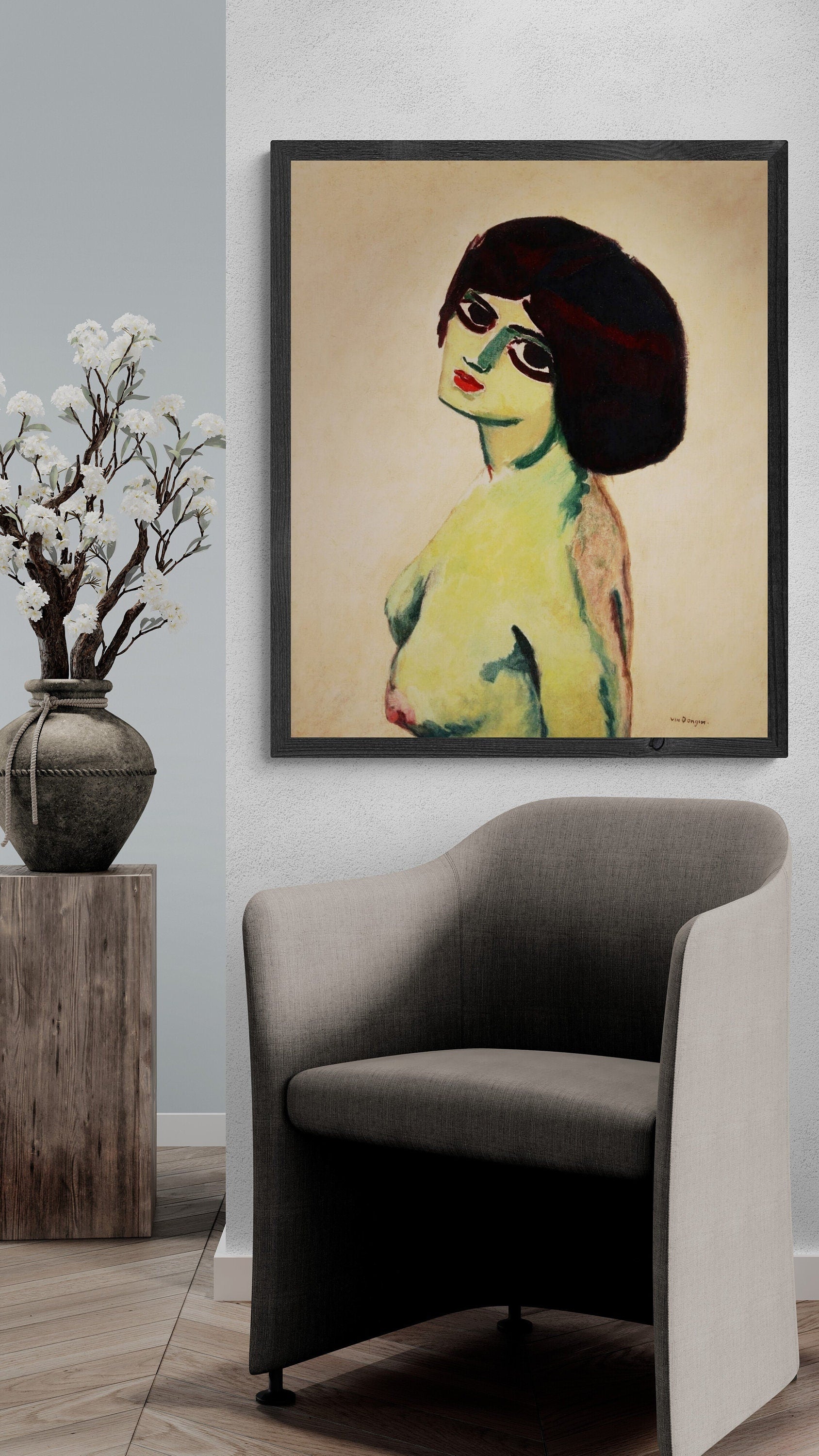 Sensual ‘Deux Yeux’: Kees Van Dongen Giclee Art Print, Heavyweight paper/ art canvas, 3D printed with texture and brush strokes