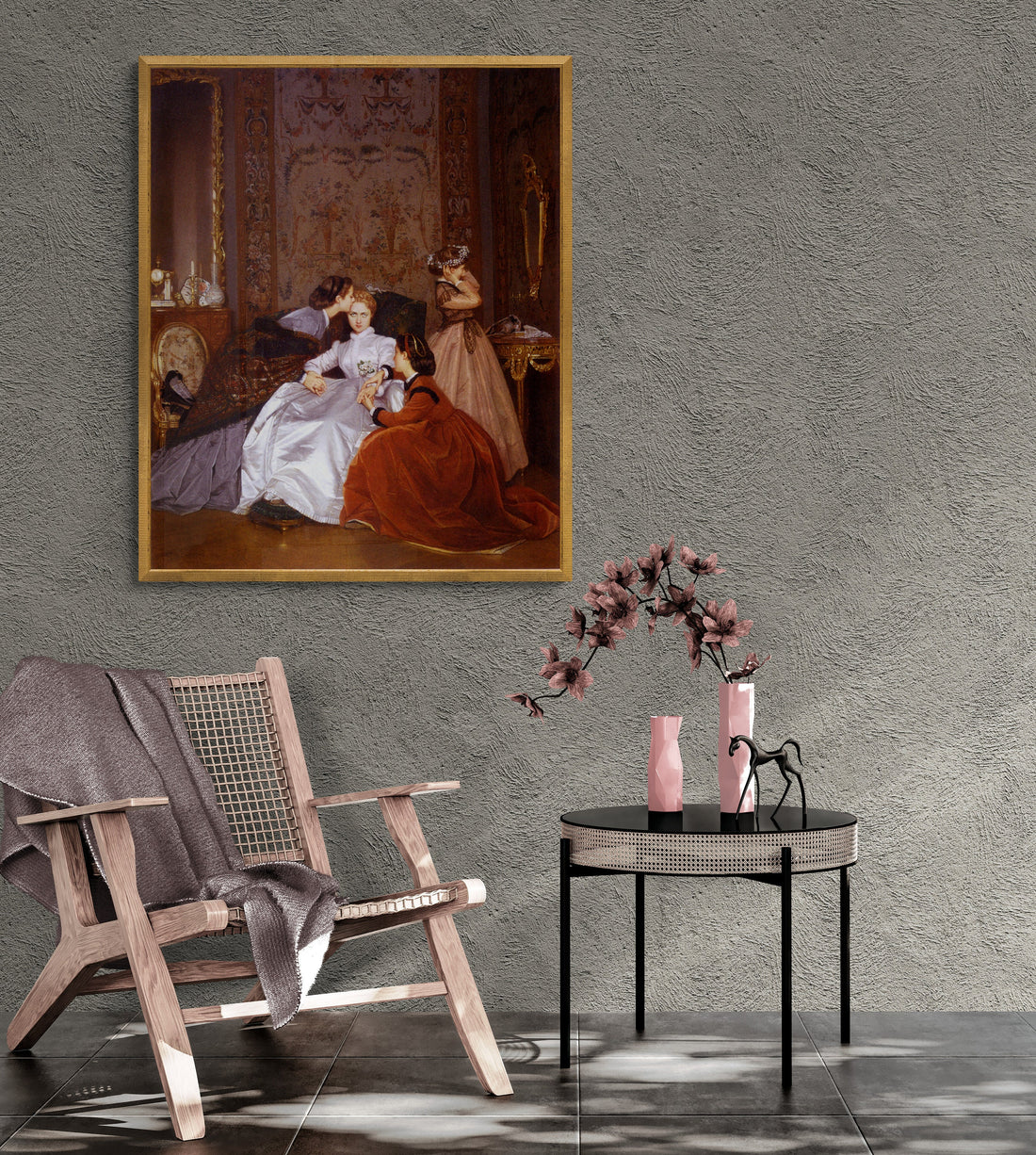 Auguste Toulmouche: La Fiancée Hésitante, The Reluctant Bride, Gallery Wall Print, Premium Giclee, 3D texture Canvas, Museum Print, Poster