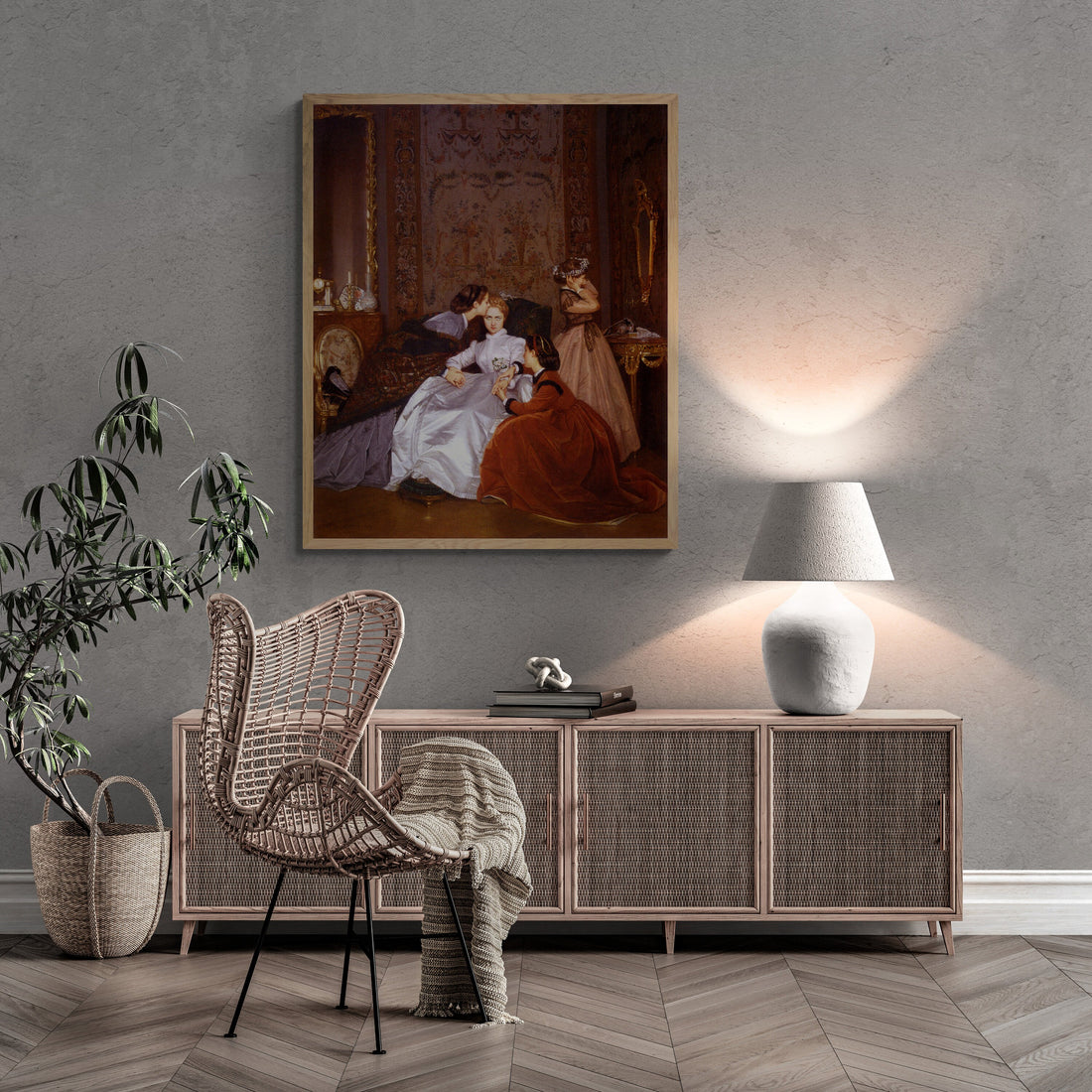 Auguste Toulmouche: La Fiancée Hésitante, The Reluctant Bride, Gallery Wall Print, Premium Giclee, 3D texture Canvas, Museum Print, Poster