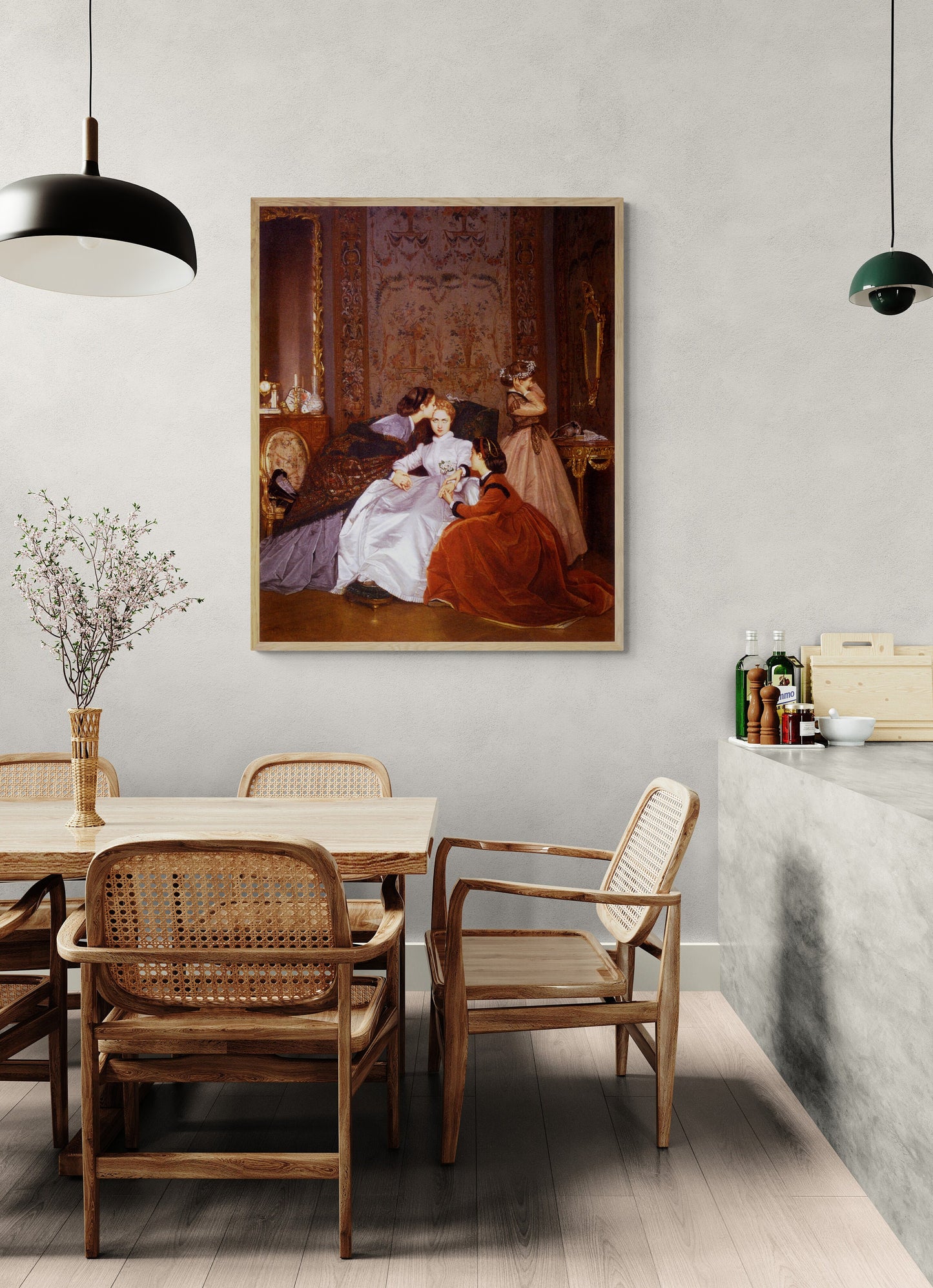 Auguste Toulmouche: La Fiancée Hésitante, The Reluctant Bride, Gallery Wall Print, Premium Giclee, 3D texture Canvas, Museum Print, Poster