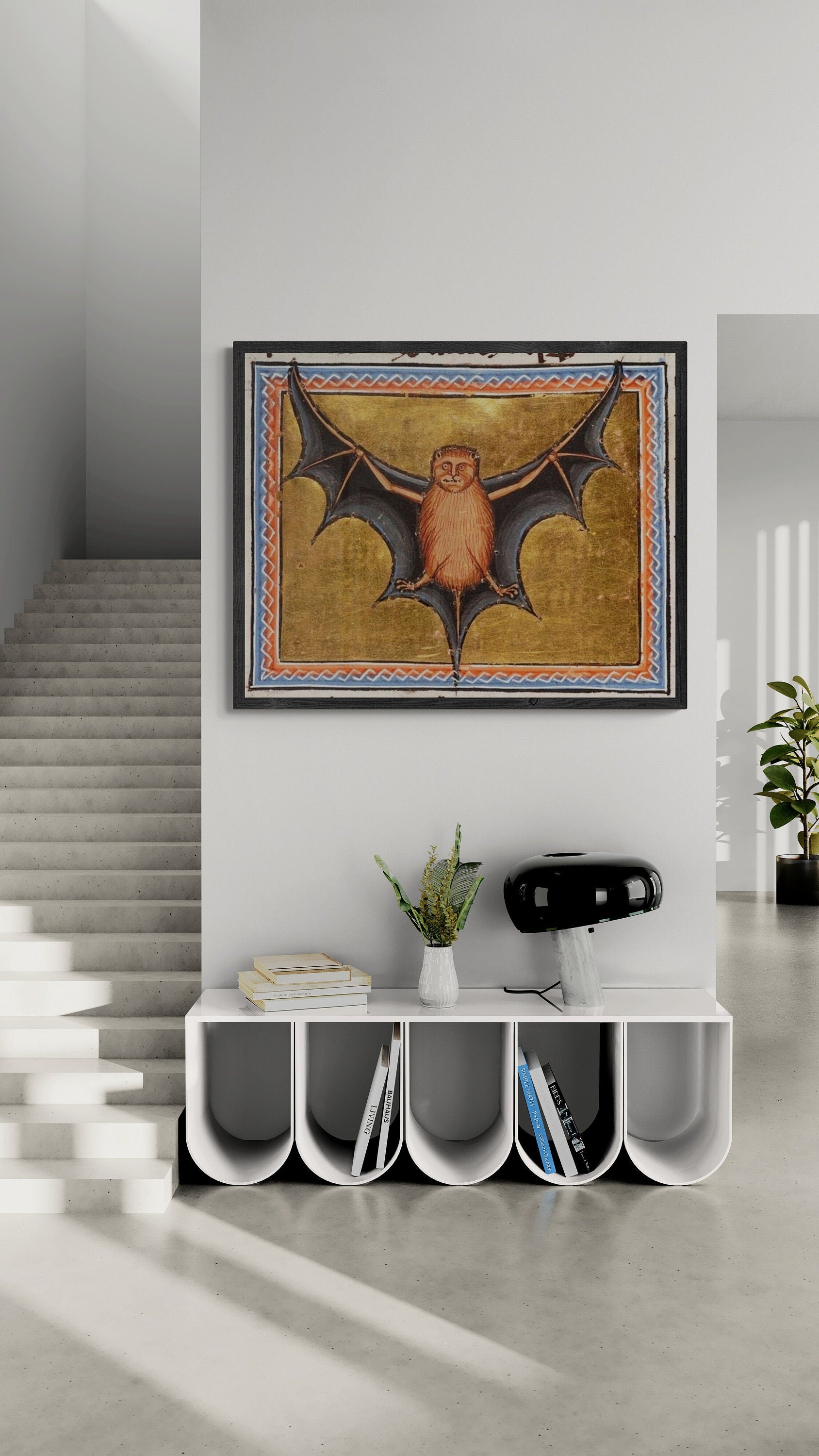 Aberdeen Bestiary: Bat (12th Century Illuminated Medieval Manuscript), Premium Giclée Art Print, Heavyweight paper/ art canvas, 3D printed