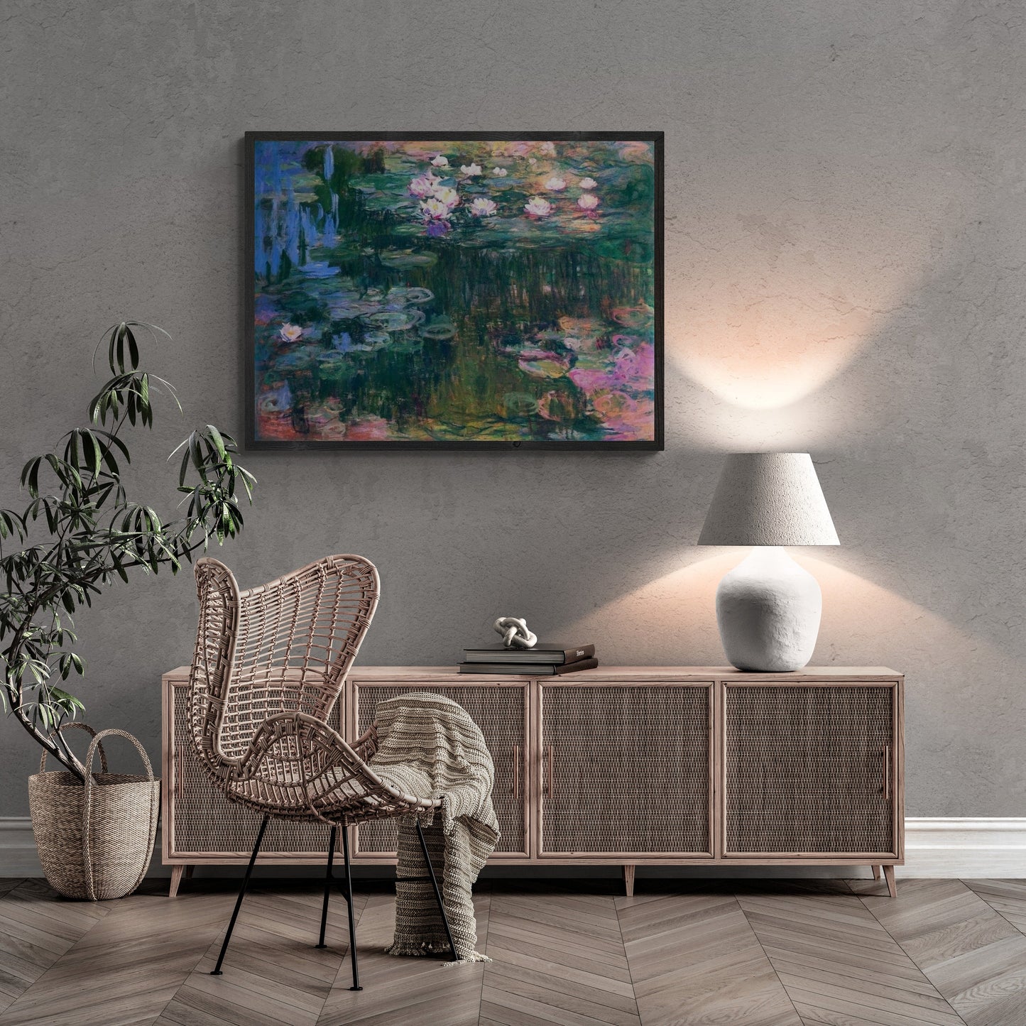 Claude Monet: Water Lilies (1917) Premium Giclée Art Print, Heavyweight paper/ art canvas, 3D printed with texture and brush strokes