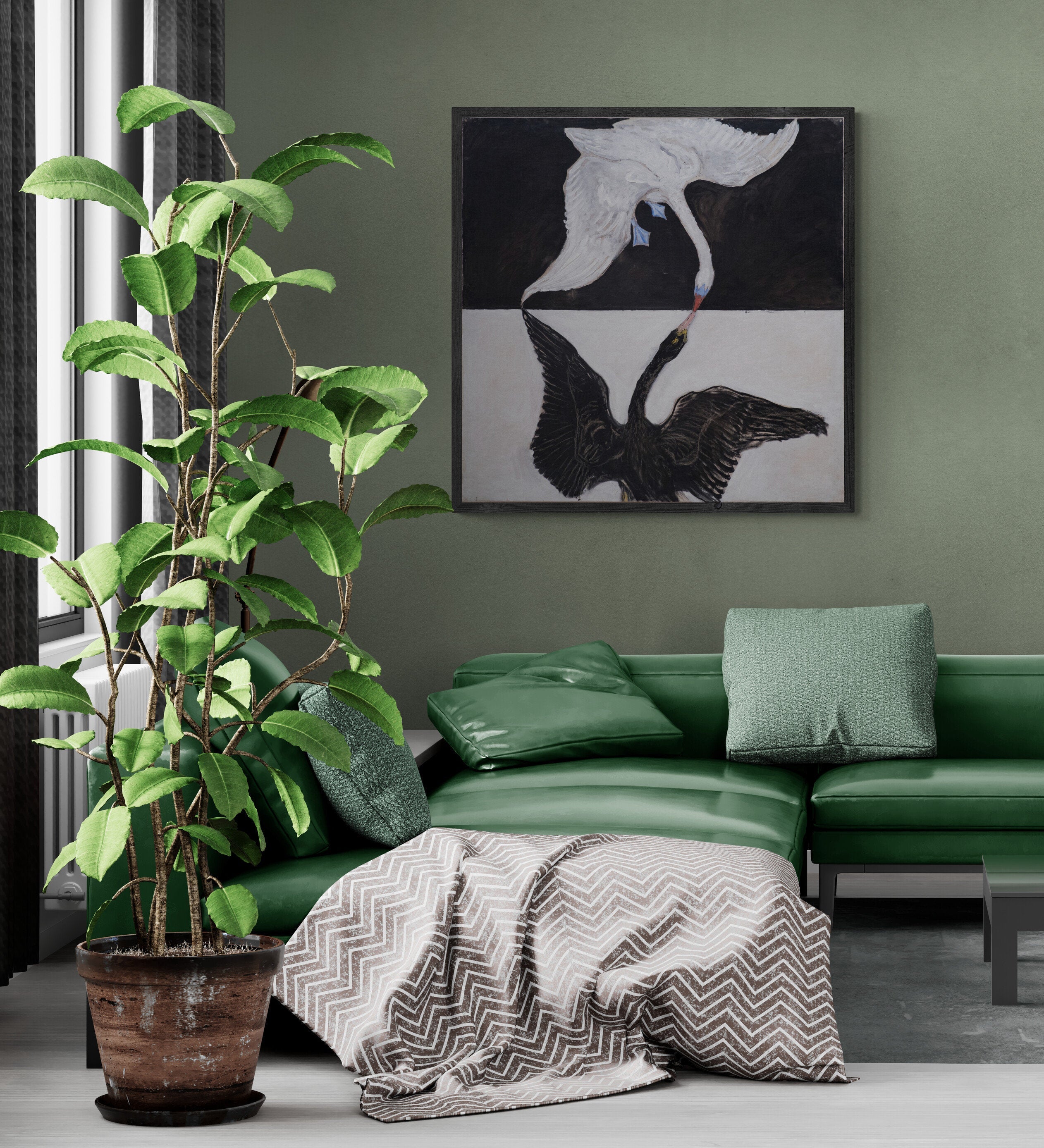 Modern Art Print, Hilma af Klint, The Swan no.1,Gallery Wall Print, abstract art, Premium Giclee,3D texture Canvas Art, Museum Print, Poster FOSHE ART