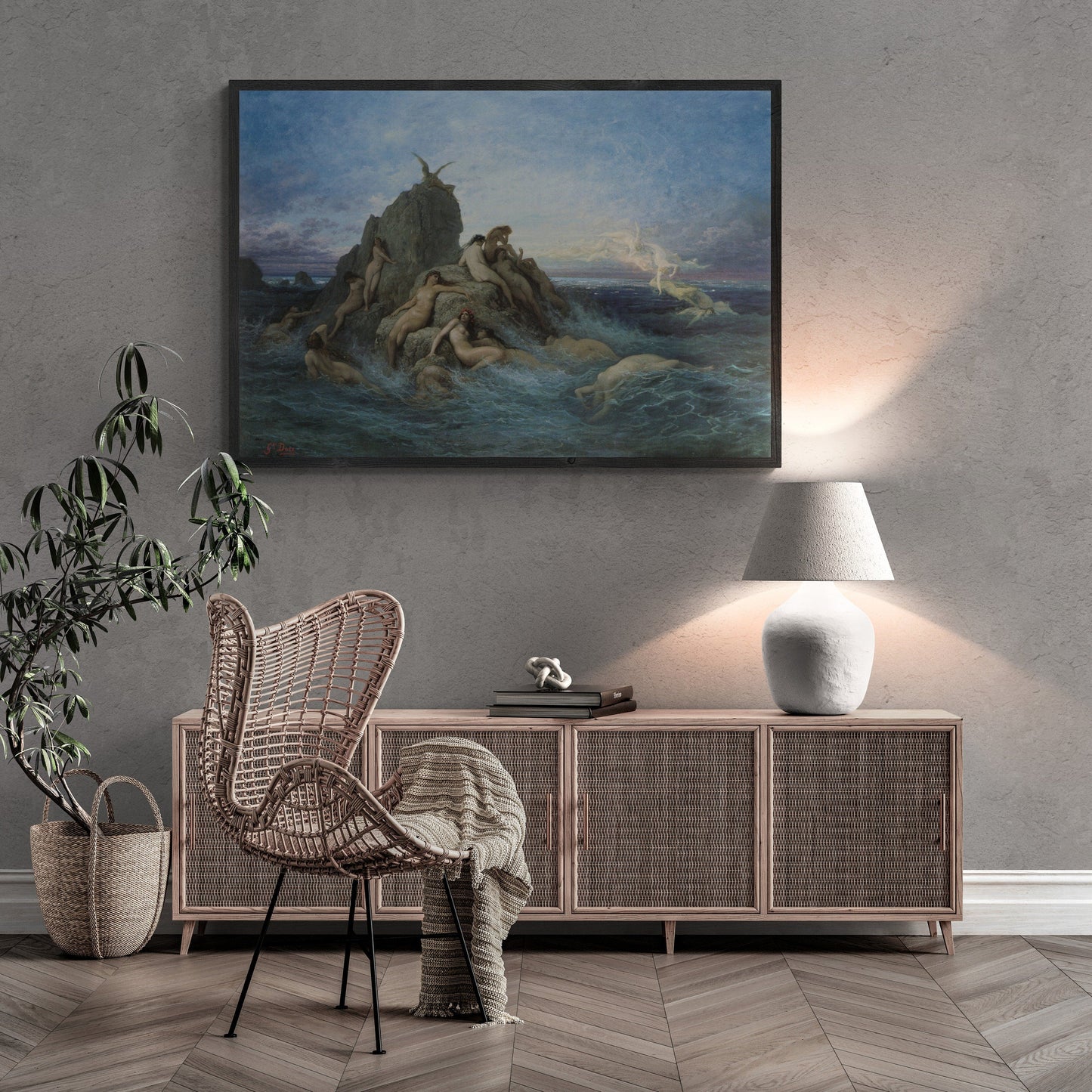 Mystical Harmony: "The Oceanids" of Gustave Doré, Premium Print Giclée Art, art paper, real canvas or 3D Hand Finished Premium texture Print FOSHE ART
