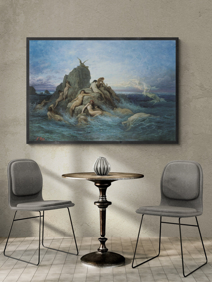 Mystical Harmony: "The Oceanids" of Gustave Doré, Premium Print Giclée Art, art paper, real canvas or 3D Hand Finished Premium texture Print FOSHE ART