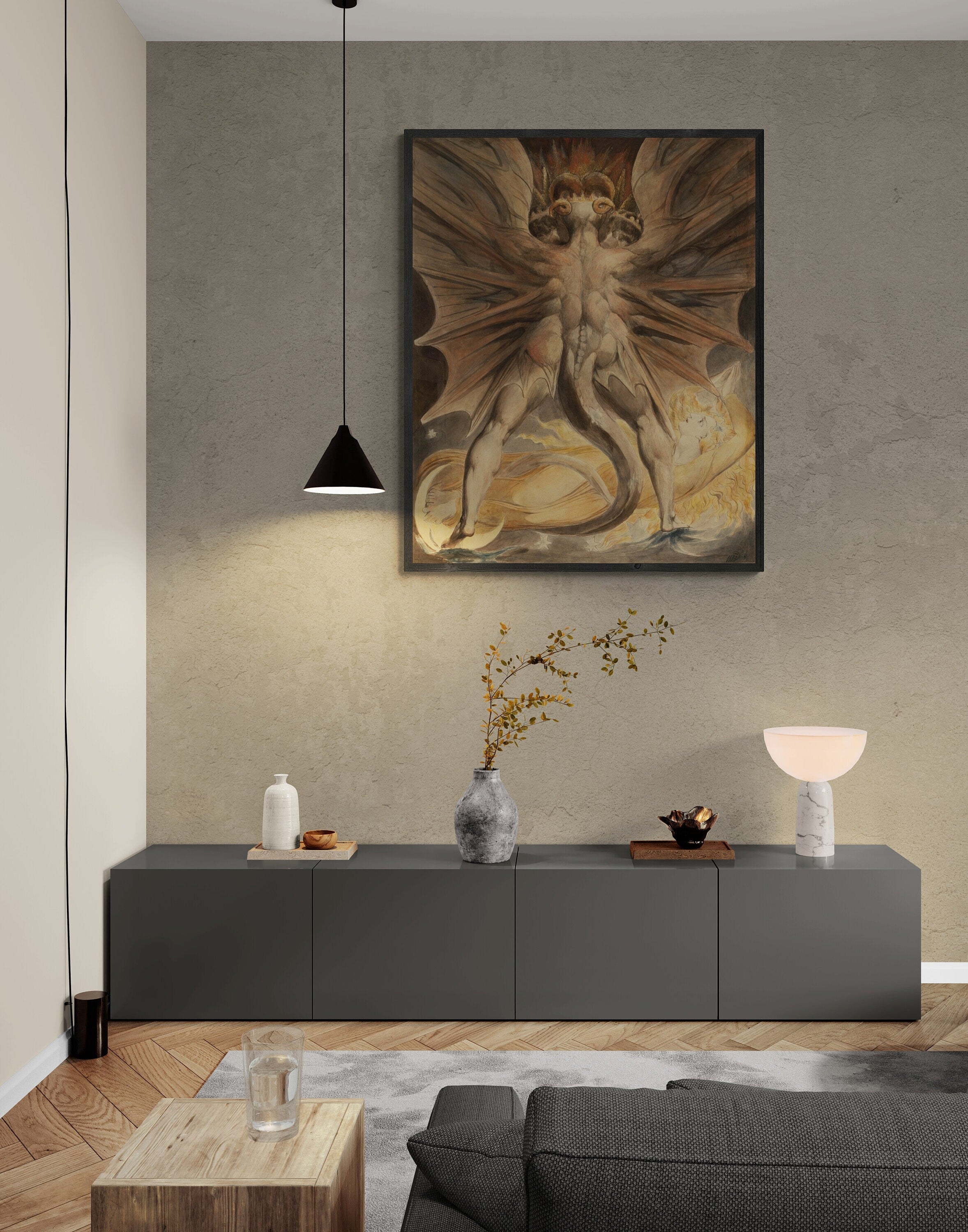 The Cosmic Battle: The Great Red Dragon and the Woman Clothed with the Sun Heavyweight paper/ art canvas, 3D printed with texture and brush FOSHE ART