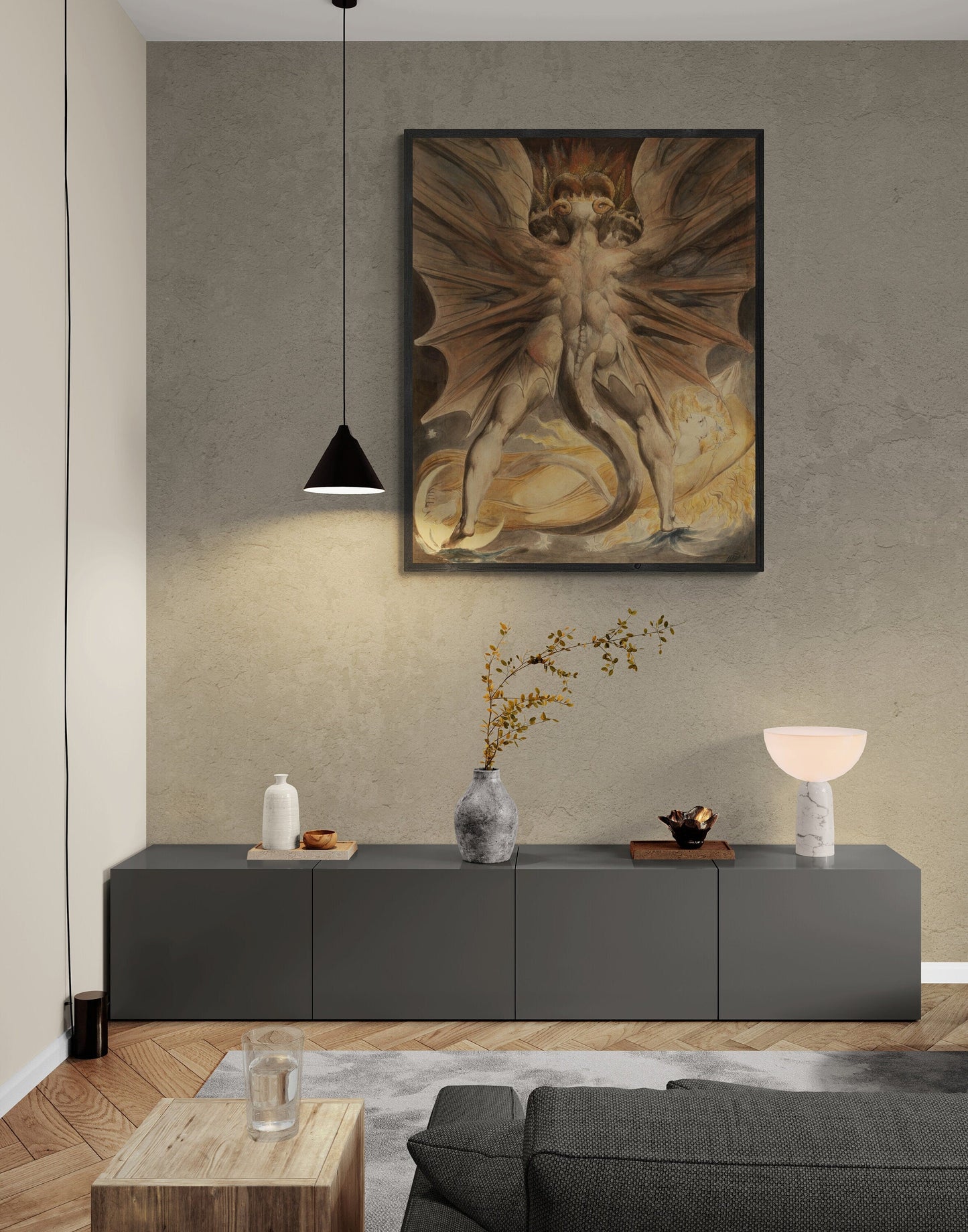 The Cosmic Battle: The Great Red Dragon and the Woman Clothed with the Sun Heavyweight paper/ art canvas, 3D printed with texture and brush FOSHE ART