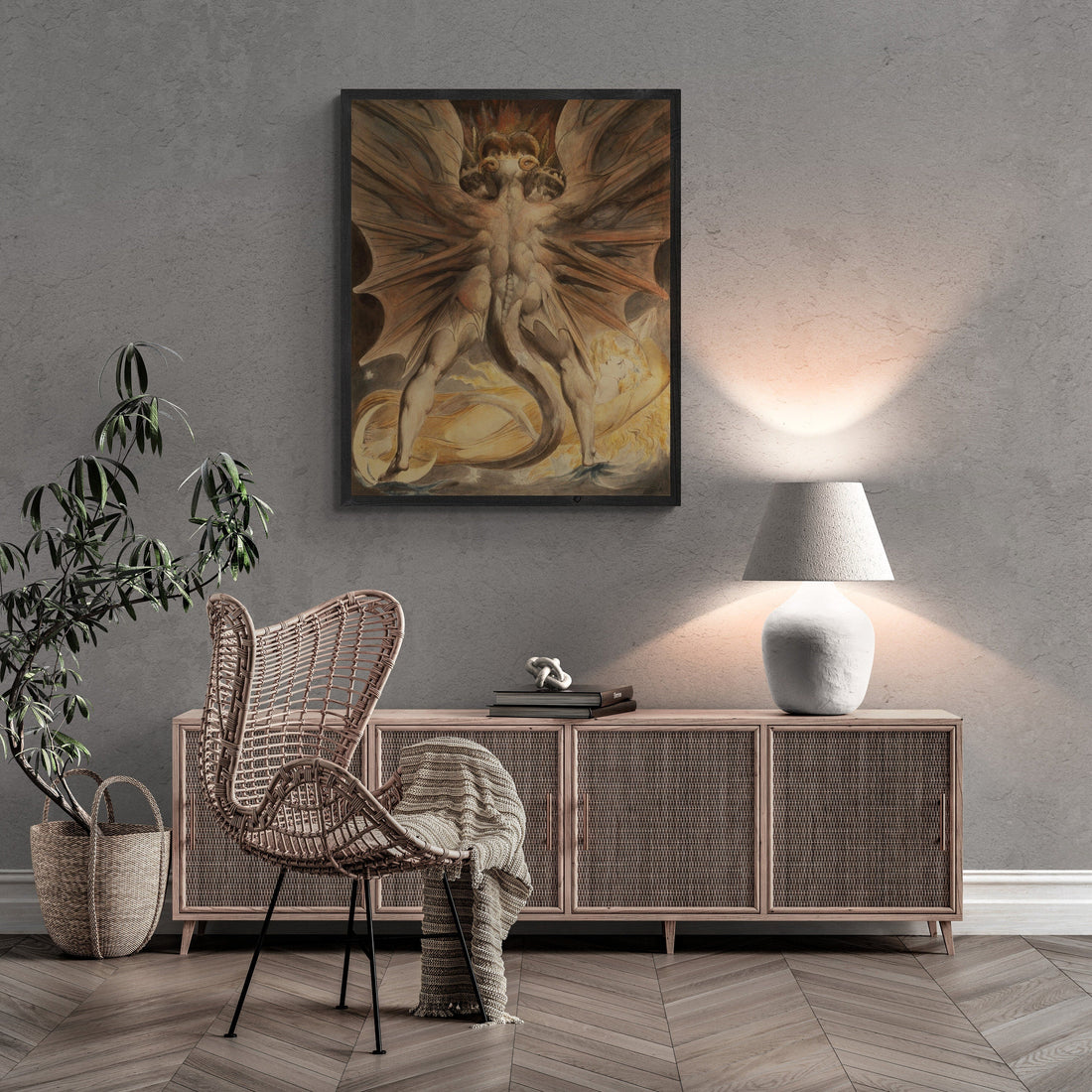 The Cosmic Battle: The Great Red Dragon and the Woman Clothed with the Sun Heavyweight paper/ art canvas, 3D printed with texture and brush FOSHE ART