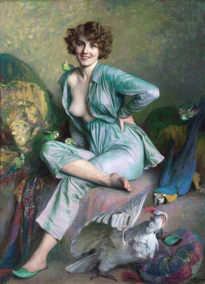 Émile Friant "The Familiar Birds" Giclée Print: Vintage Fine Art Reproduction FOSHE ART
