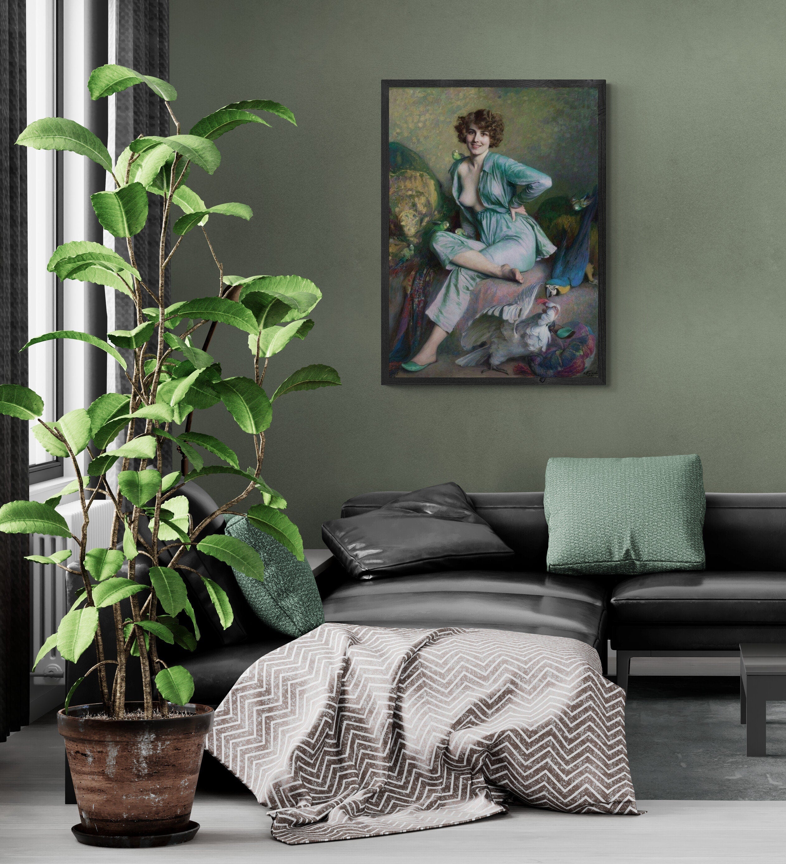 The Familiar Birds” – A Timeless Reproduction by Émile Friant, Giclée Art Print, paper art canvas or 3D Hand Finished Premium texture Print FOSHE ART