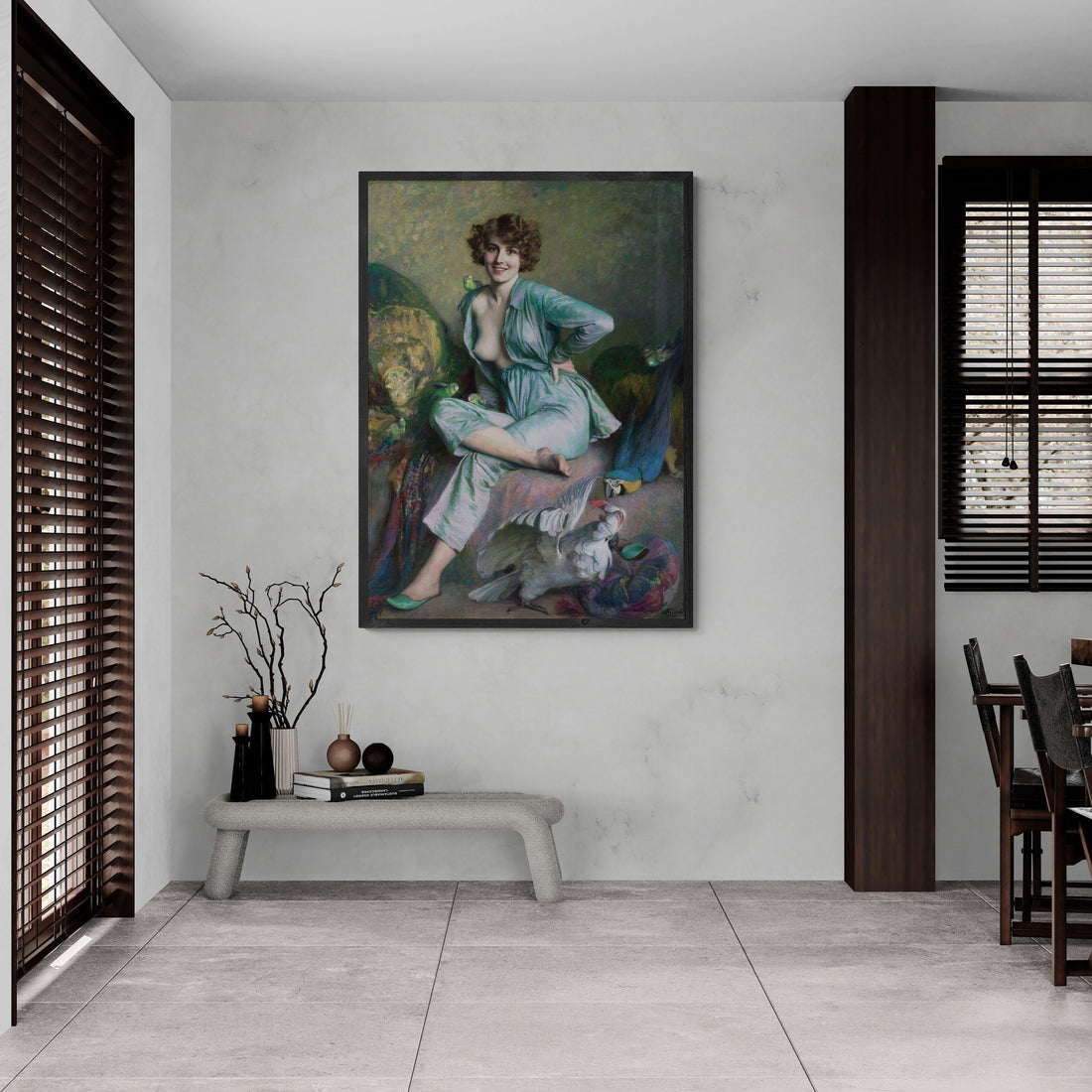 The Familiar Birds” – A Timeless Reproduction by Émile Friant, Giclée Art Print, paper art canvas or 3D Hand Finished Premium texture Print FOSHE ART