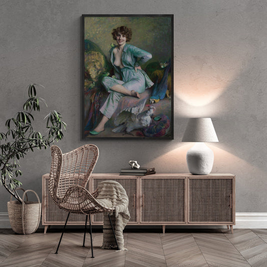 The Familiar Birds” – A Timeless Reproduction by Émile Friant, Giclée Art Print, paper art canvas or 3D Hand Finished Premium texture Print FOSHE ART