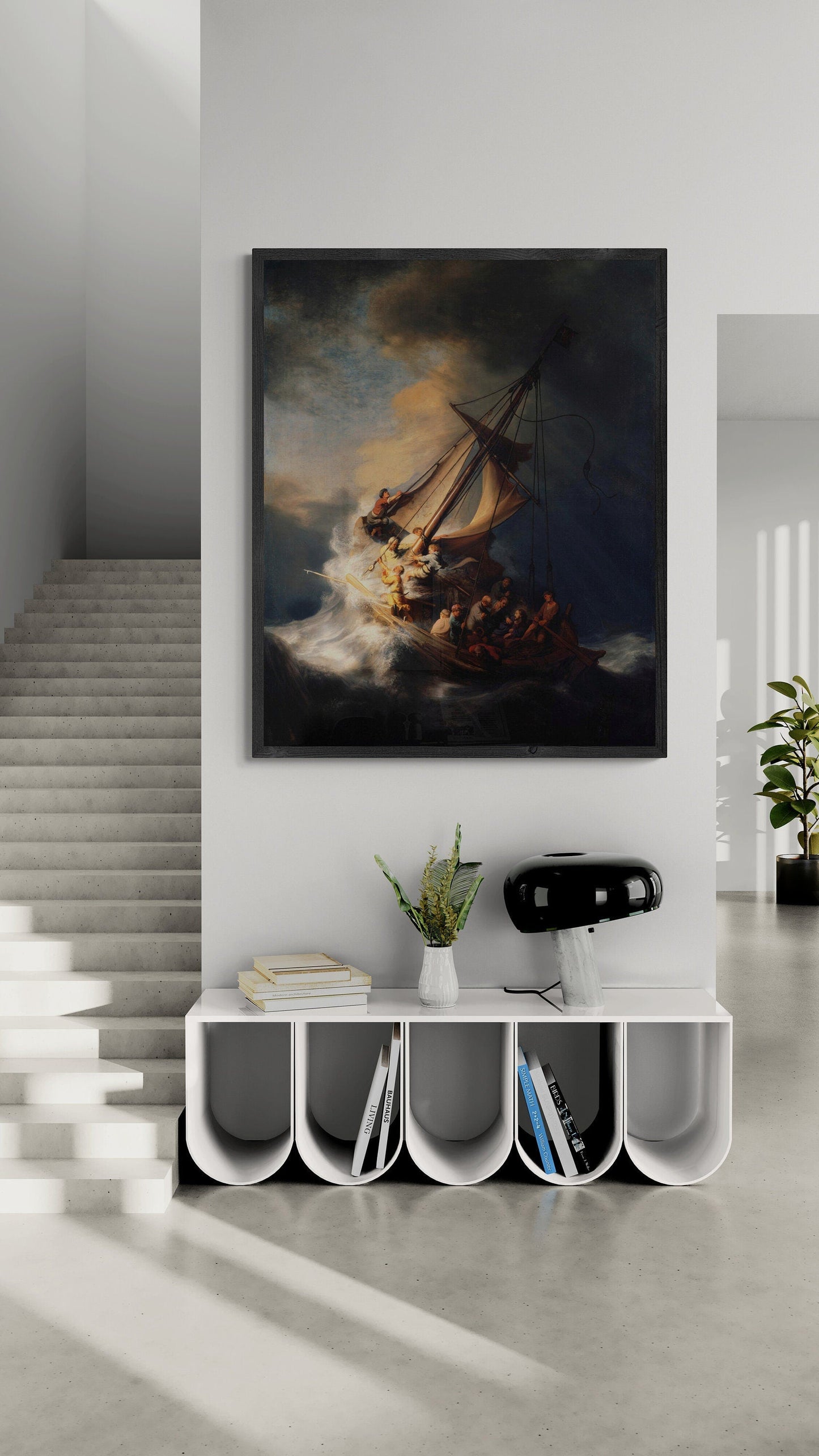 Rembrandt Van Rijn: Christ In The Storm On The Sea Of Galilee, Gallery Wall Print Premium Giclee,3D texture Canvas Art, Museum Print, Poster FOSHE ART