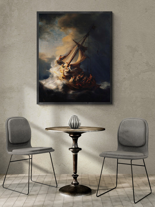 Rembrandt Van Rijn: Christ In The Storm On The Sea Of Galilee, Gallery Wall Print Premium Giclee,3D texture Canvas Art, Museum Print, Poster FOSHE ART