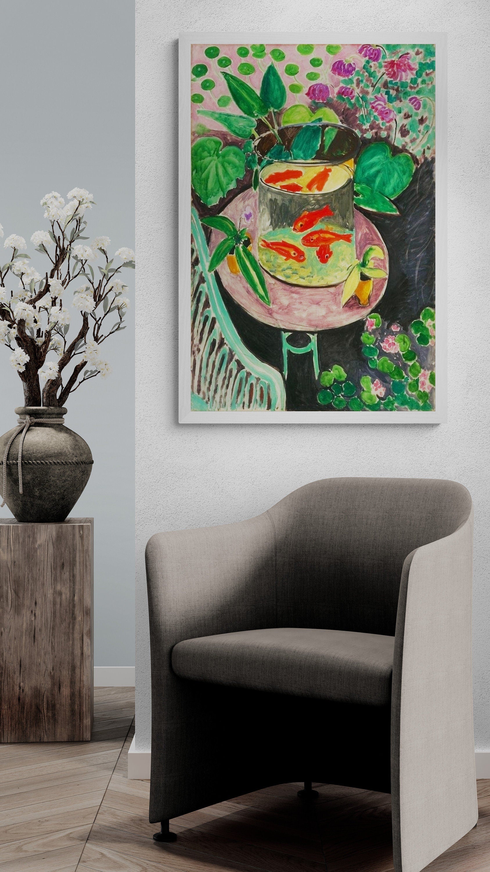 Colorful Goldfish Art by Henri Matisse, Premium Giclée Art Print, Heavyweight paper/ art canvas, 3D printed with texture and brush strokes