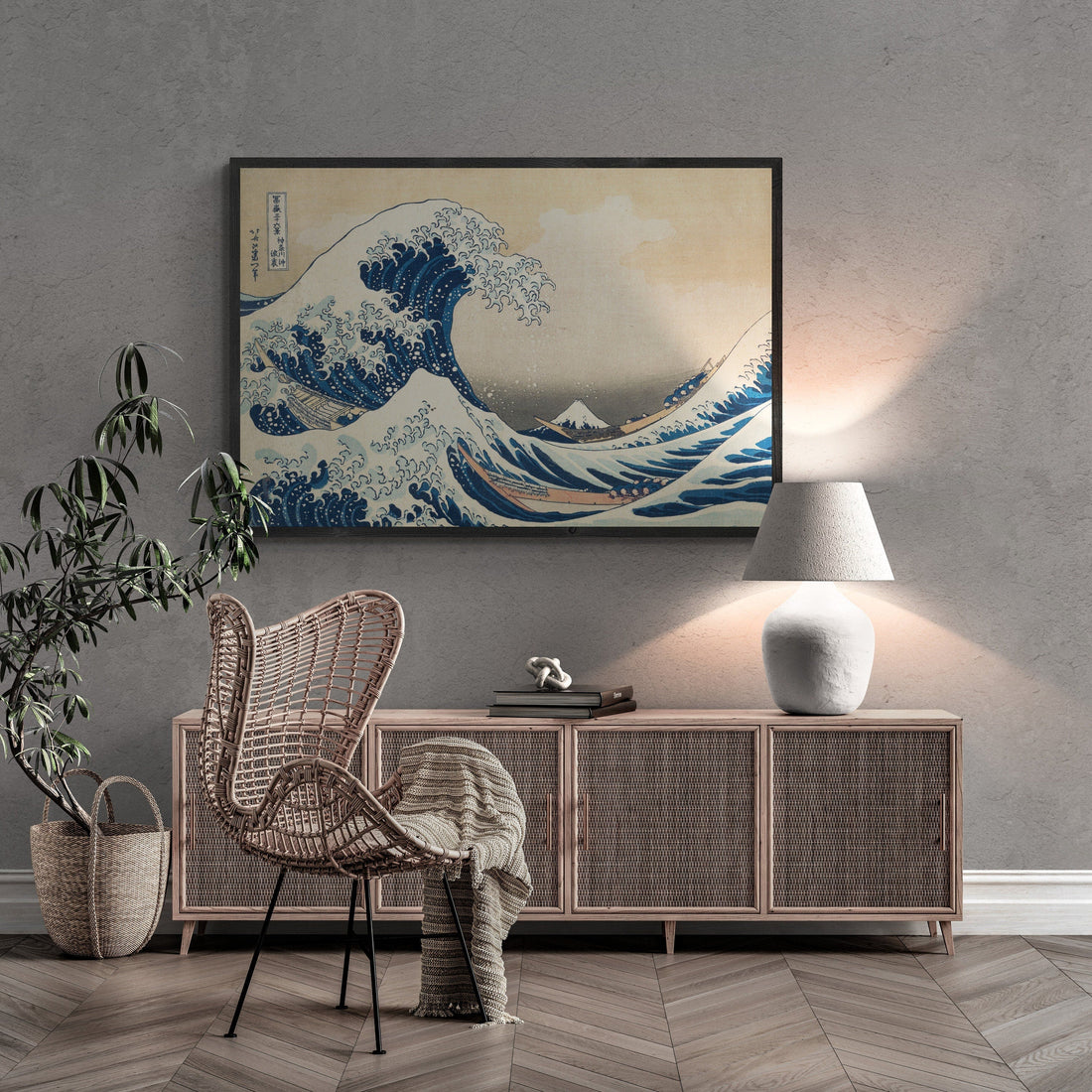 Eternal Majesty: The Great Wave off Kanagawa of Hokusai Premium Giclée Art Print, Heavyweight paper/ art canvas, 3D printed with texture FOSHE ART
